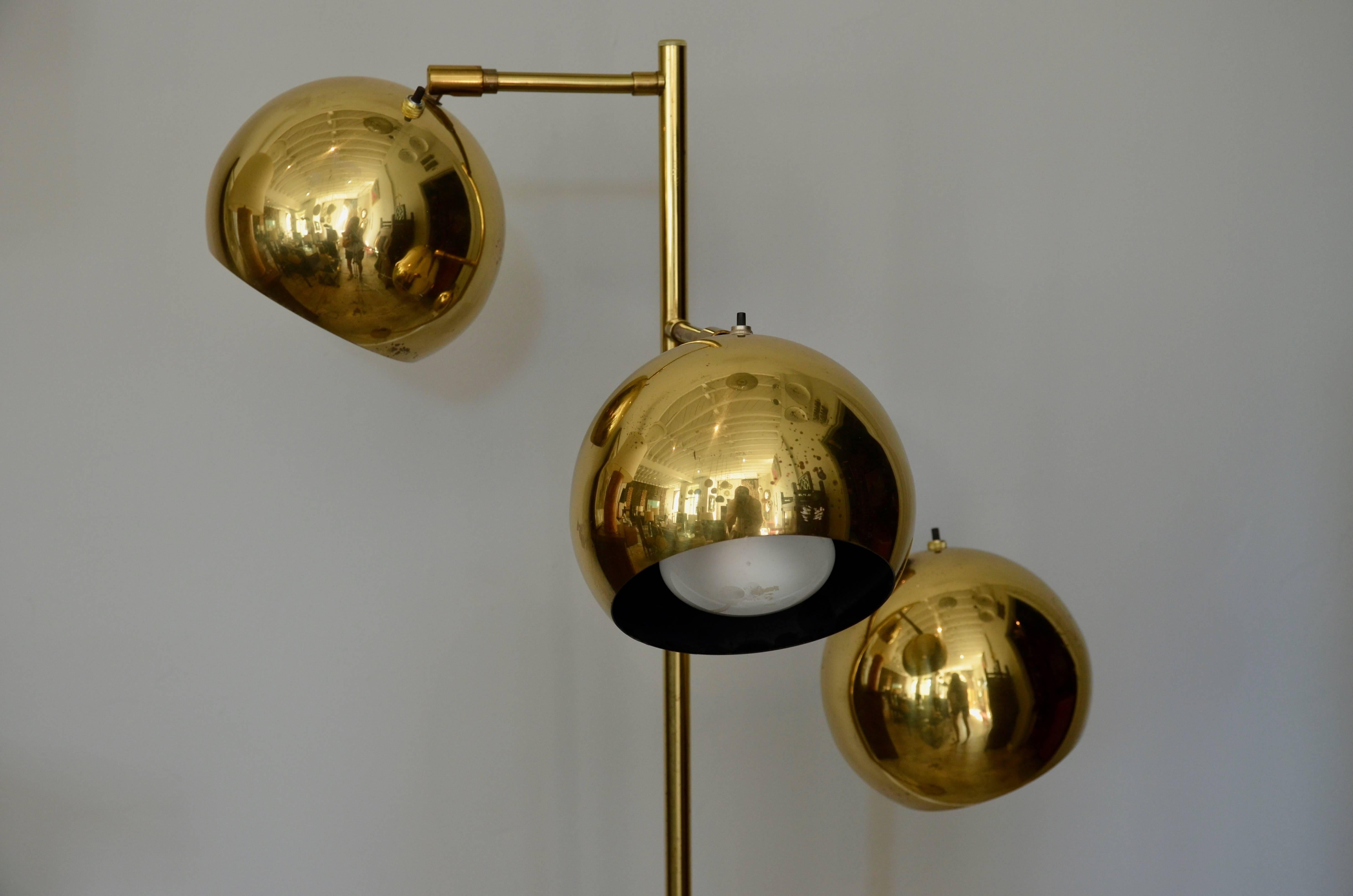Mid-Century Modern Beautiful Patinated Brass American 1960s Koch and Lowy Floor Lamp