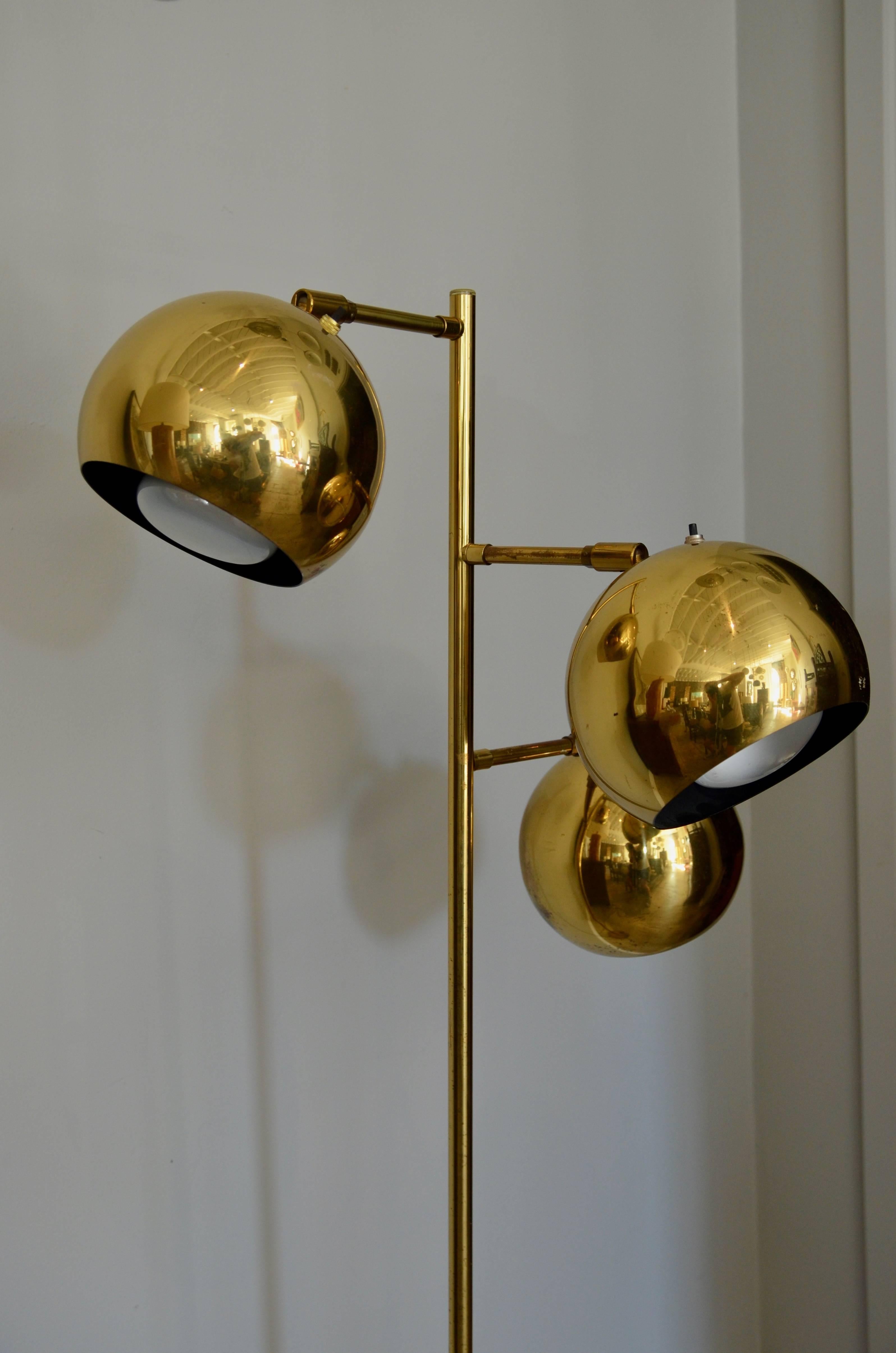 Plated Beautiful Patinated Brass American 1960s Koch and Lowy Floor Lamp