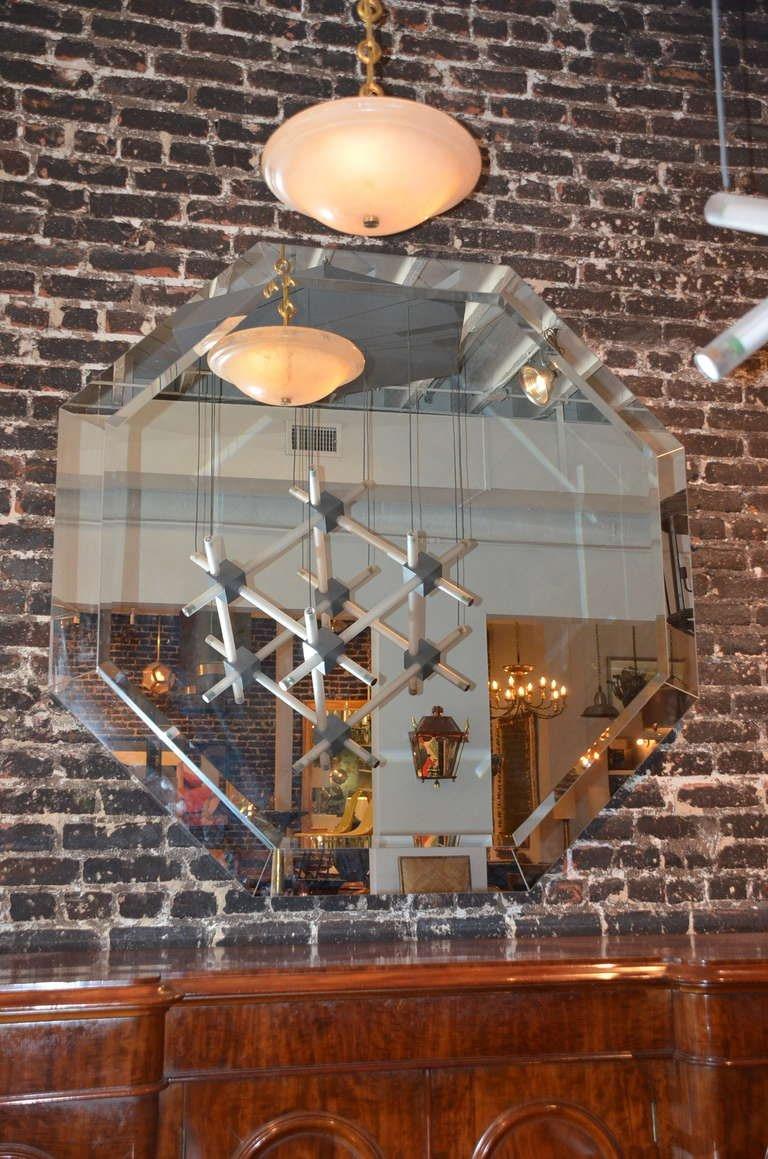 Impressive Beveled Octogonal 70's Mirror. Custom made for a Bel Air residence.