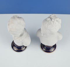 Pair of Brongniart Children Porcelain Busts after Houdon, Tharaud Limoges