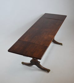 British Regency Revival Coffee Table with Brass Paw Feet, 1920s