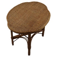 Mid-Century Free-Form Wicker and Rattan Side Table, 1960s–1970s