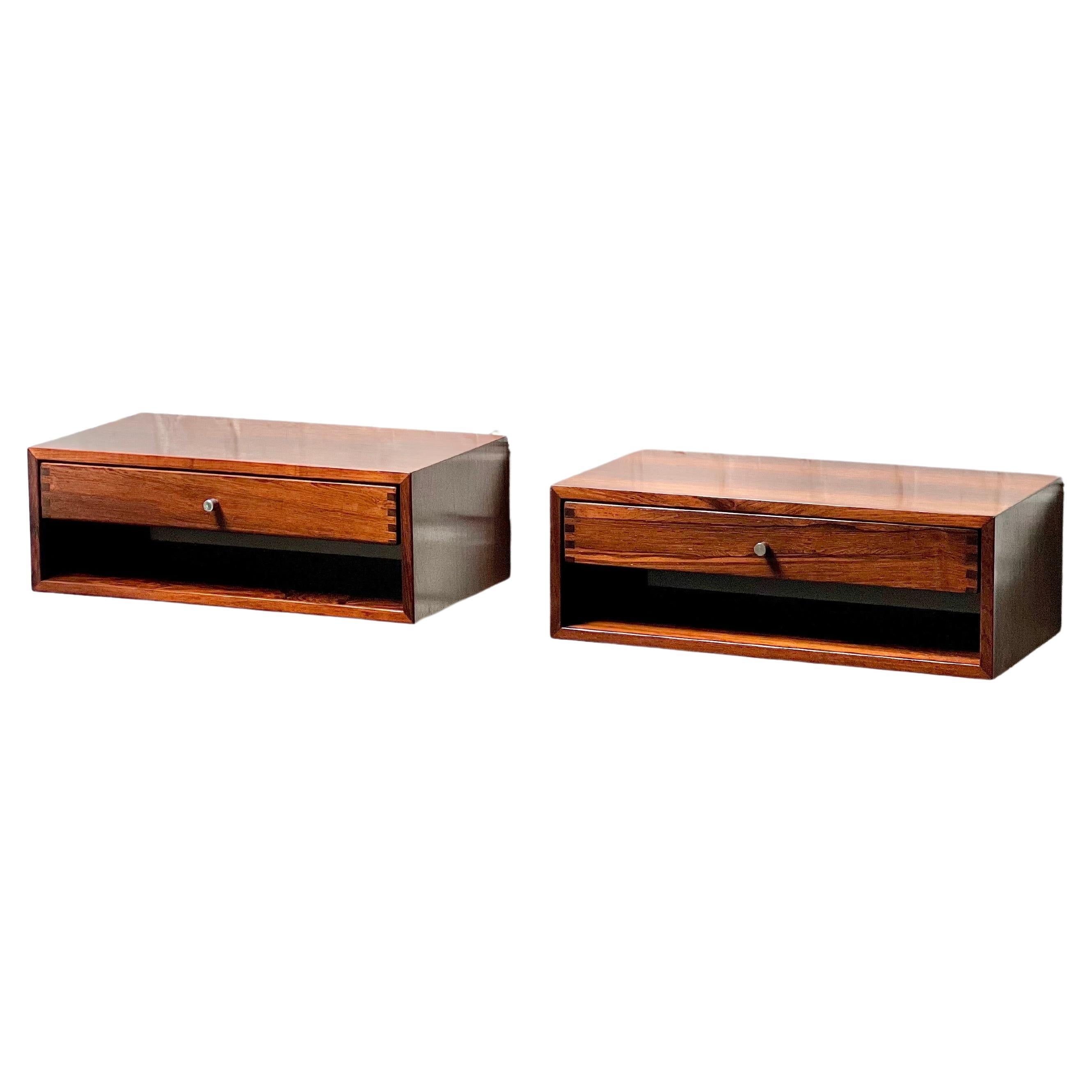 Pair of Rosewood Nightstands by Arch. Kai Kristiansen, Denmark 1950s, Rare For Sale