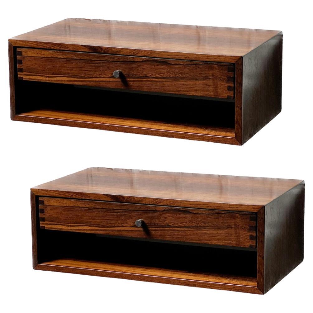Pair of Rosewood Nightstands by Arch. Kai Kristiansen, Denmark 1950s, Rare For Sale