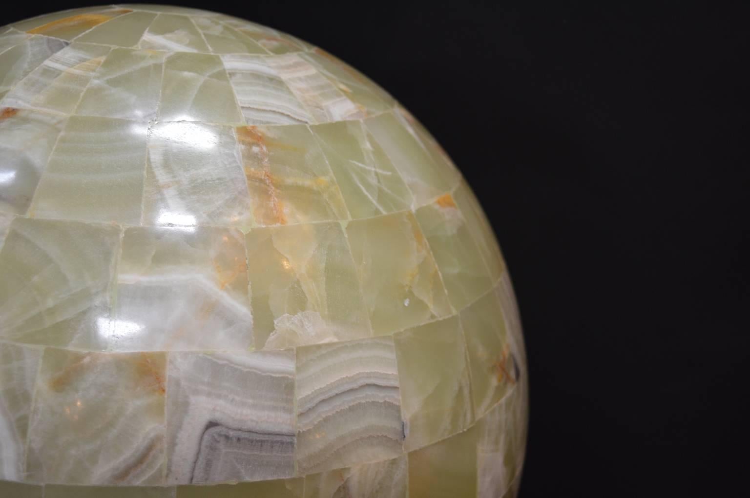 American Pair of Green Onyx Globe Lights