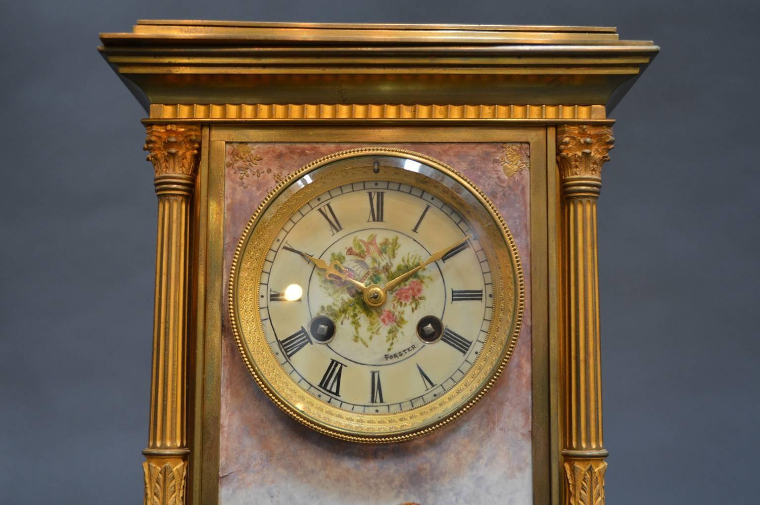 19th Century French Gilt Bronze Mantel Clock In Good Condition In Los Angeles, CA