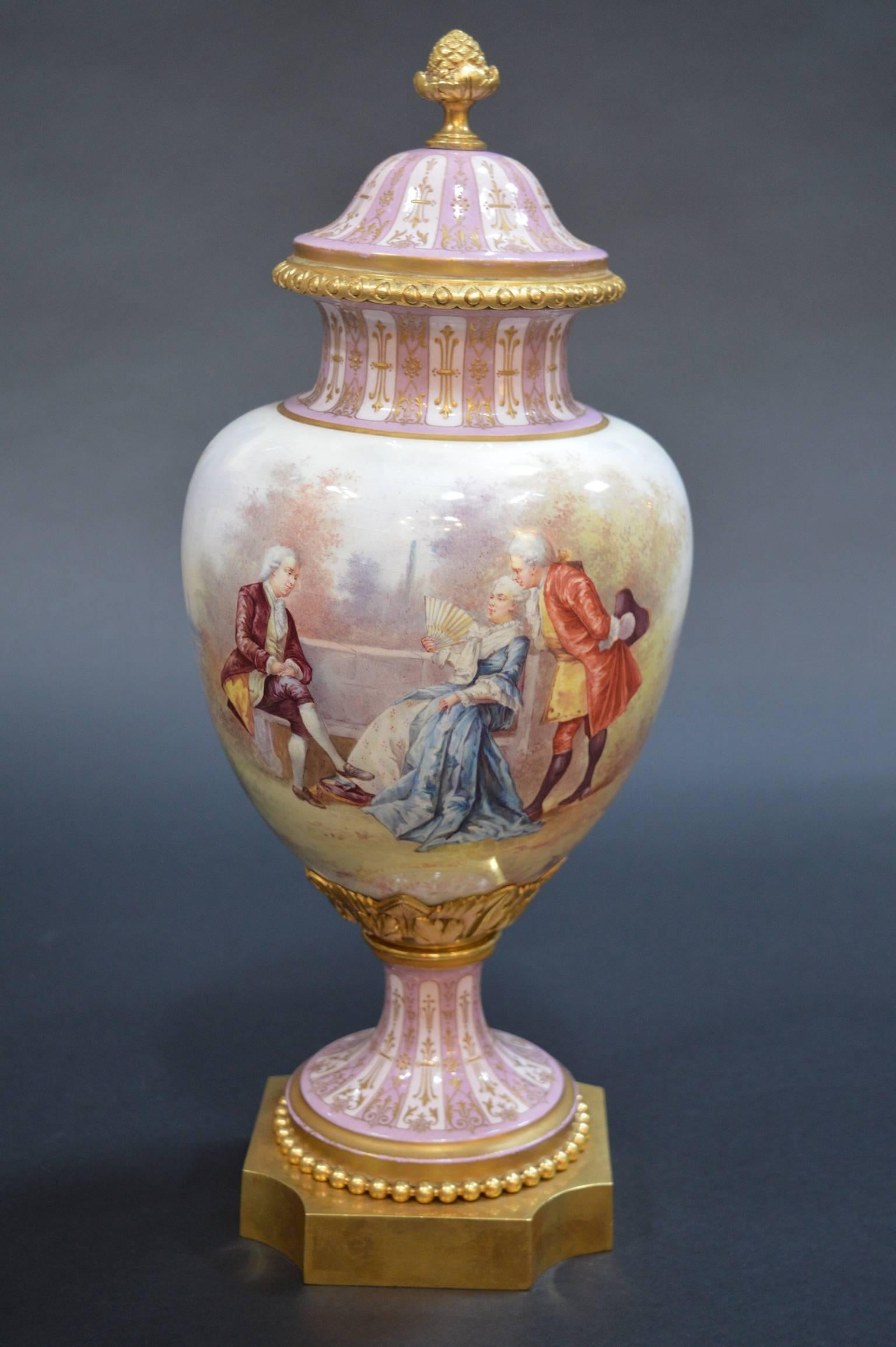 Pair of 19th Century Sevres Covered Urns 1