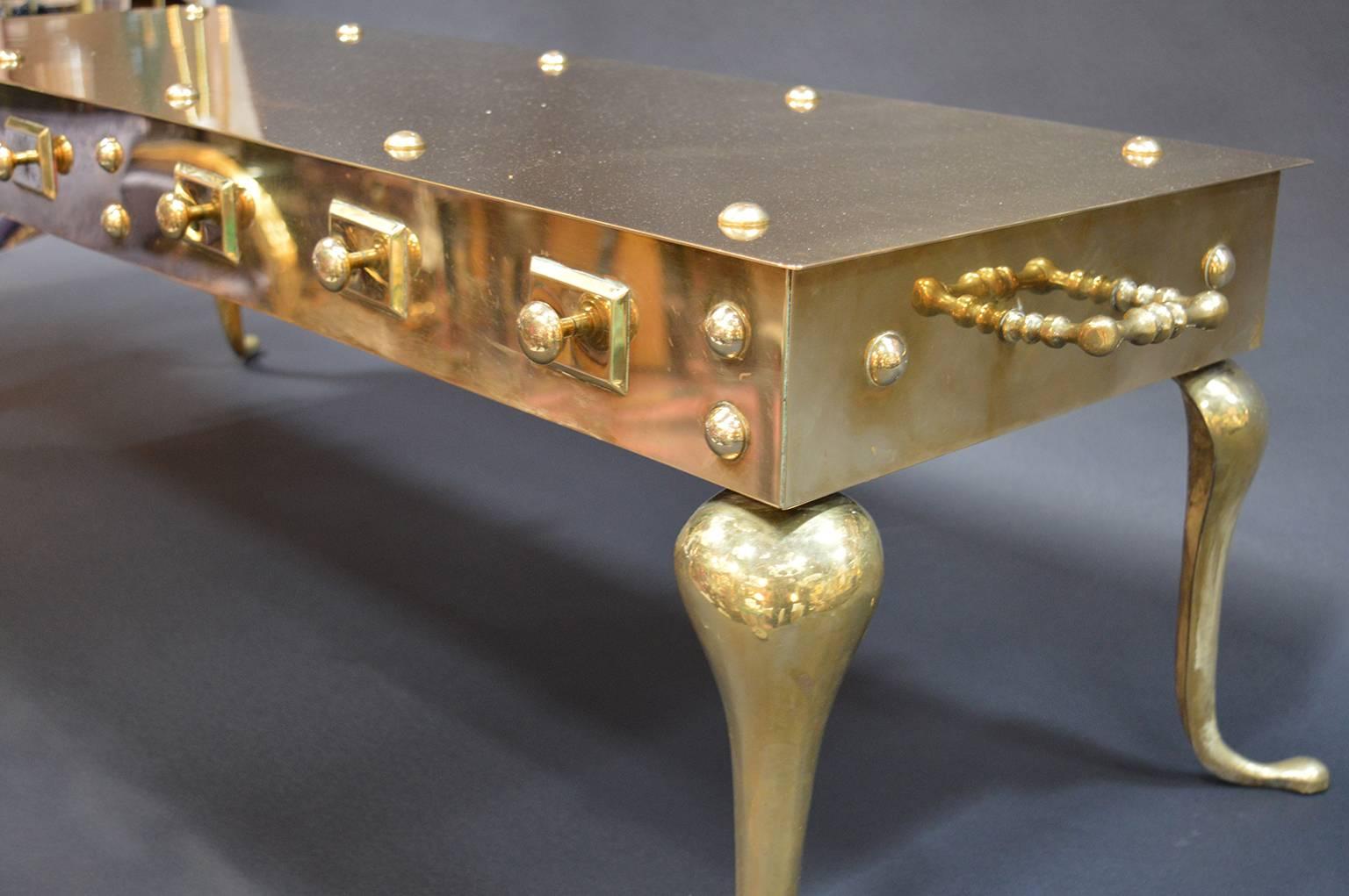 Mid-Century Modern Brass Coffee Table