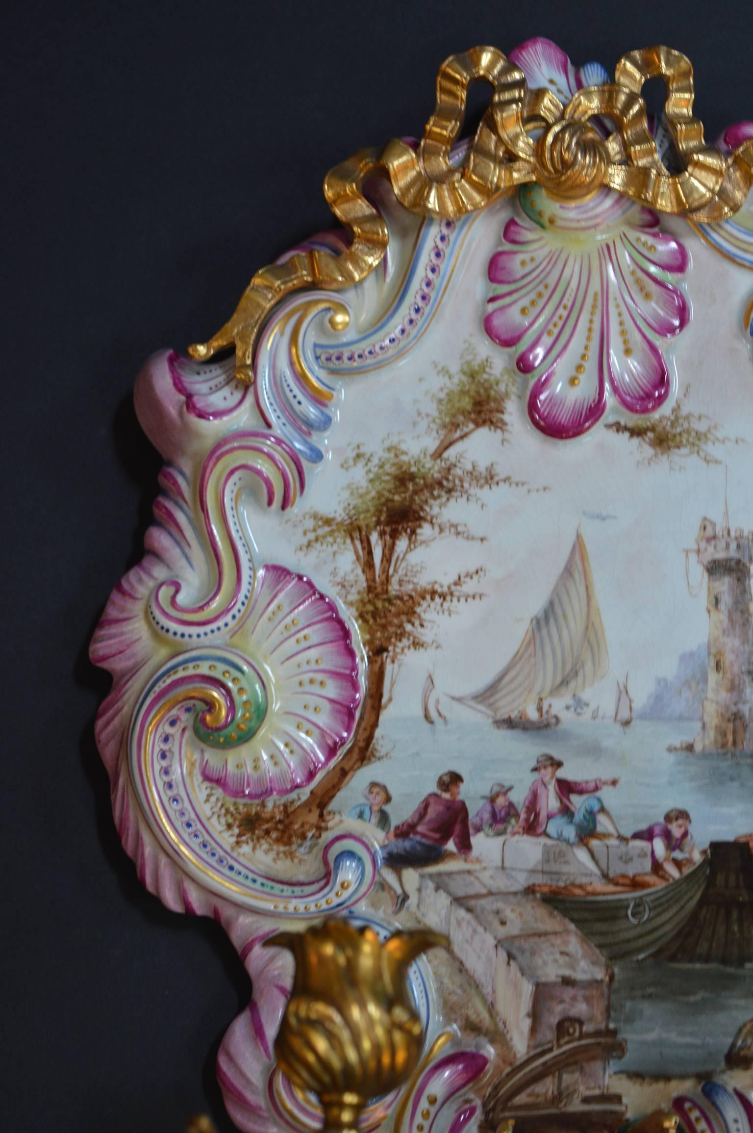 Pair of French Faience Wall Sconces 2