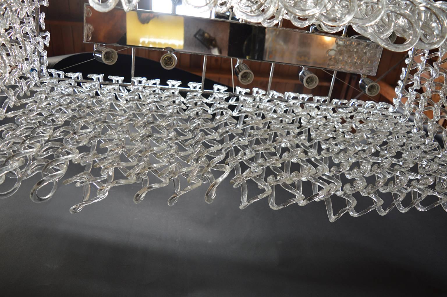 Handblown Linked Glass Chandelier In Excellent Condition In Los Angeles, CA