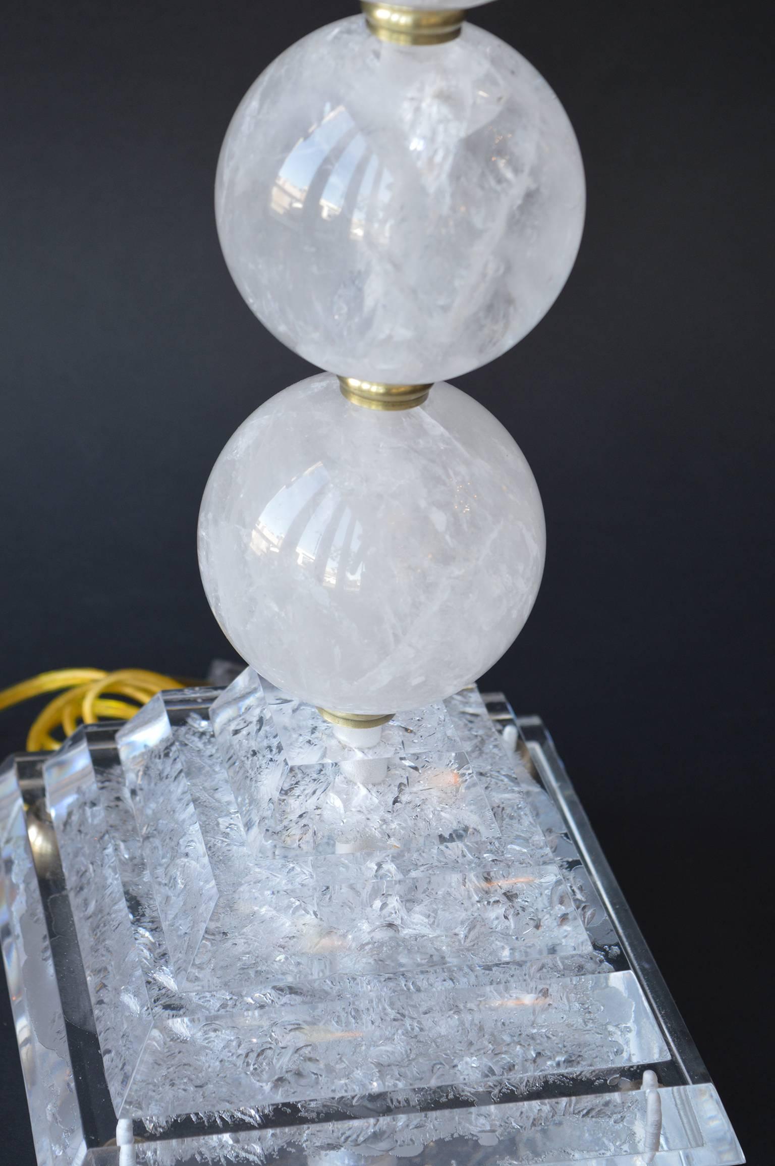 Pair of Rock Crystal Table Lamps In Good Condition In Los Angeles, CA