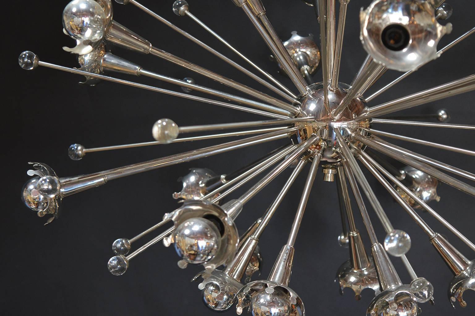 Sputnik chandelier with glass bead accents.