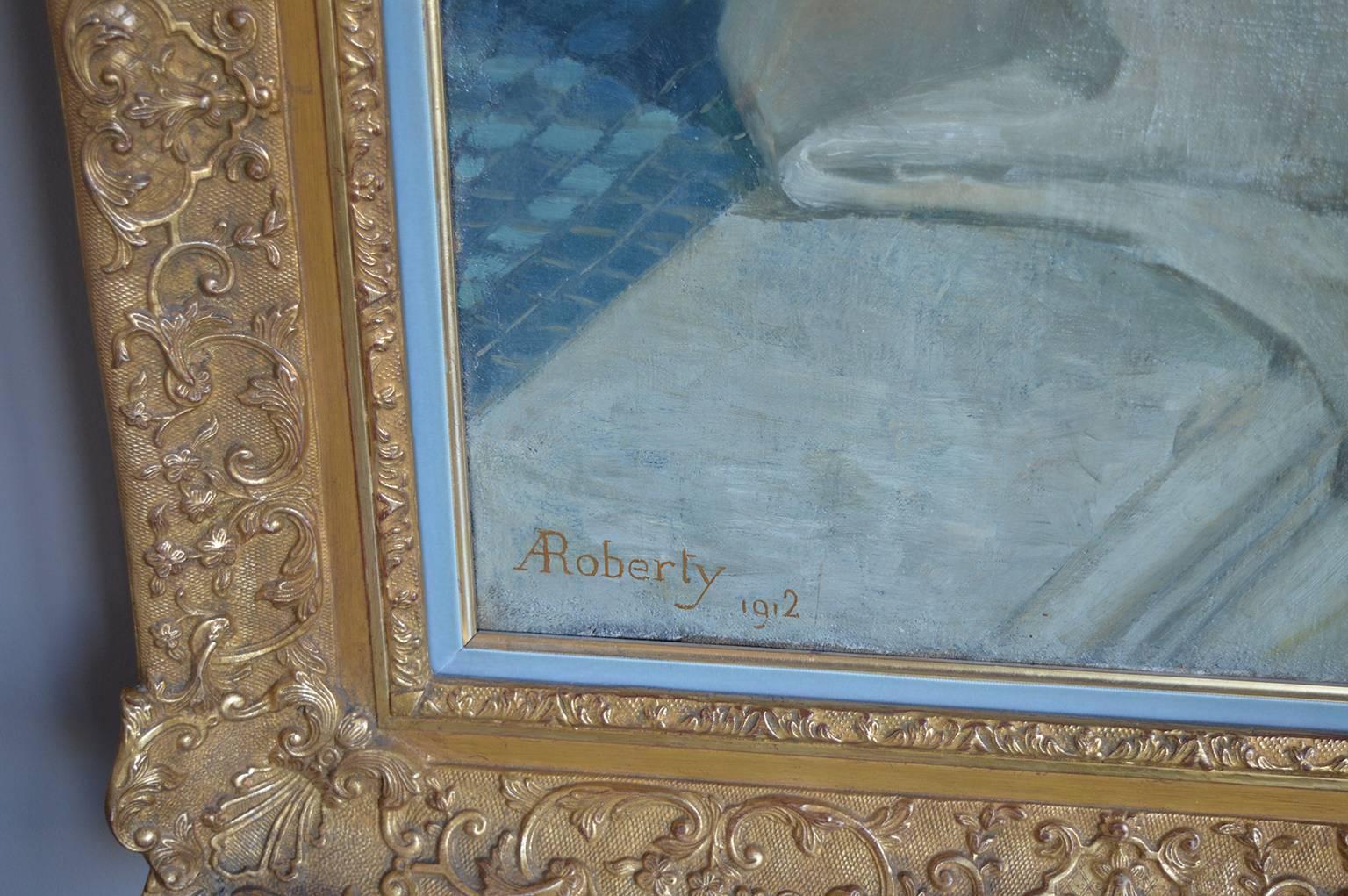 Nude Painting of a Woman by A.Roberty In Excellent Condition In Los Angeles, CA