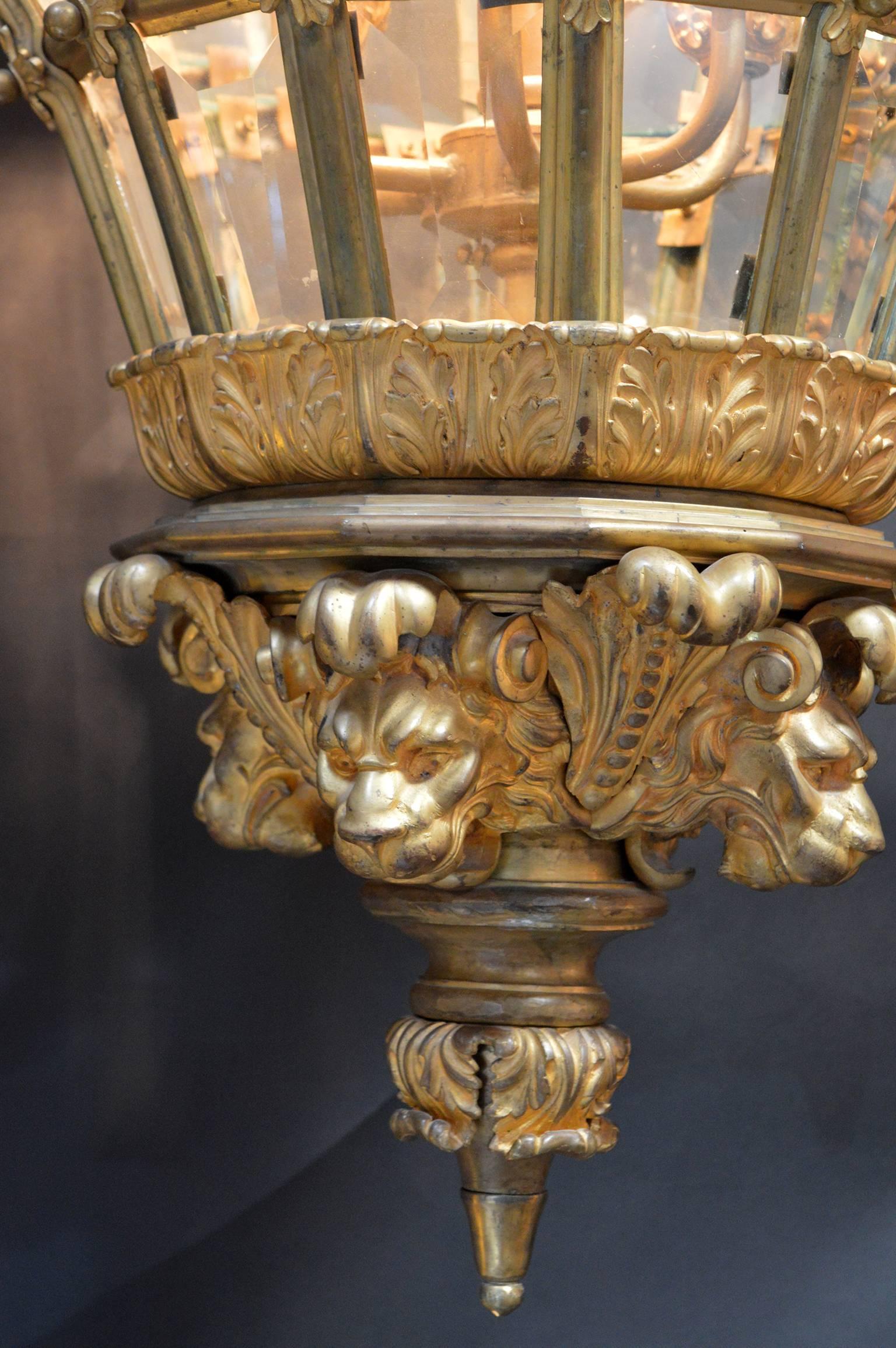 19th Century Napoleon III Gilt Bronze Lantern