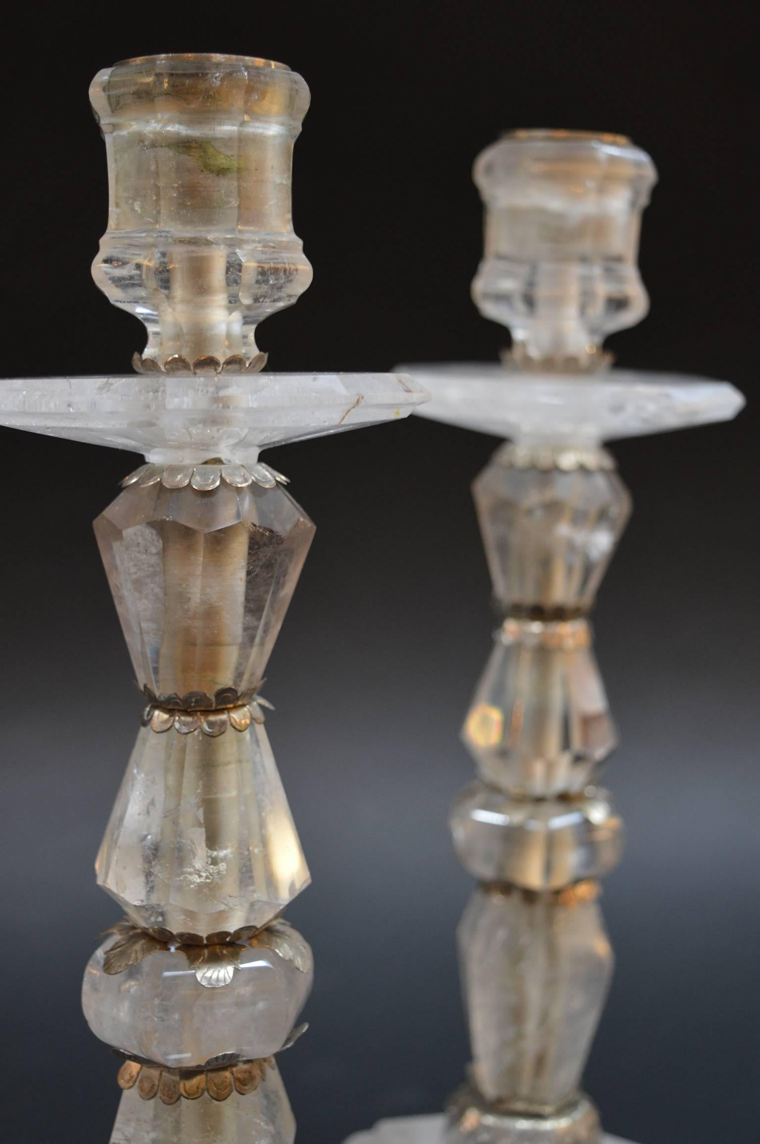 Set of Four Rock Crystal Candelabras In Good Condition In Los Angeles, CA