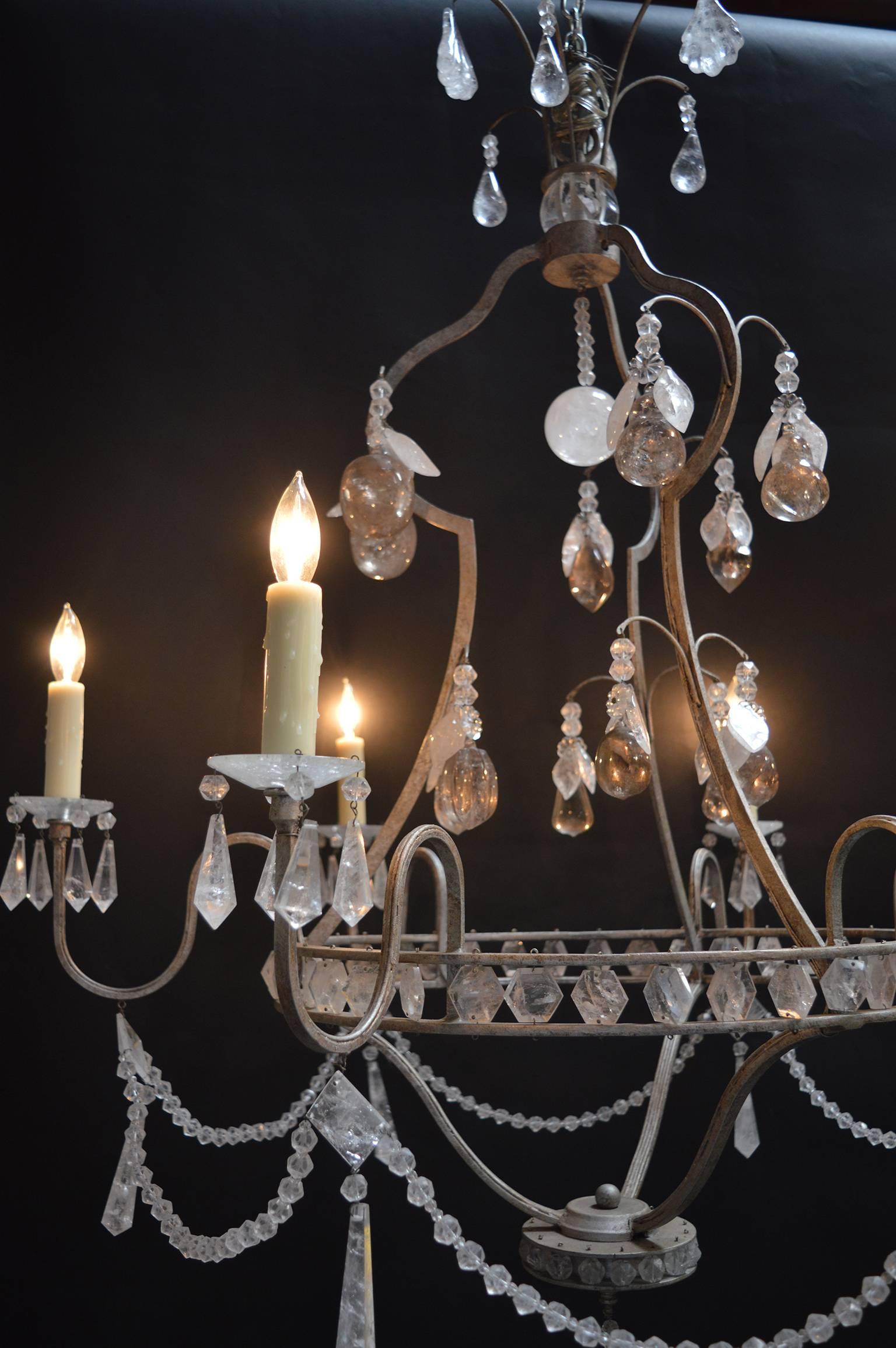 French Rock Crystal Chandelier