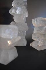 Set of Three Abstract Stacked Rock Crystal Small Coloumns