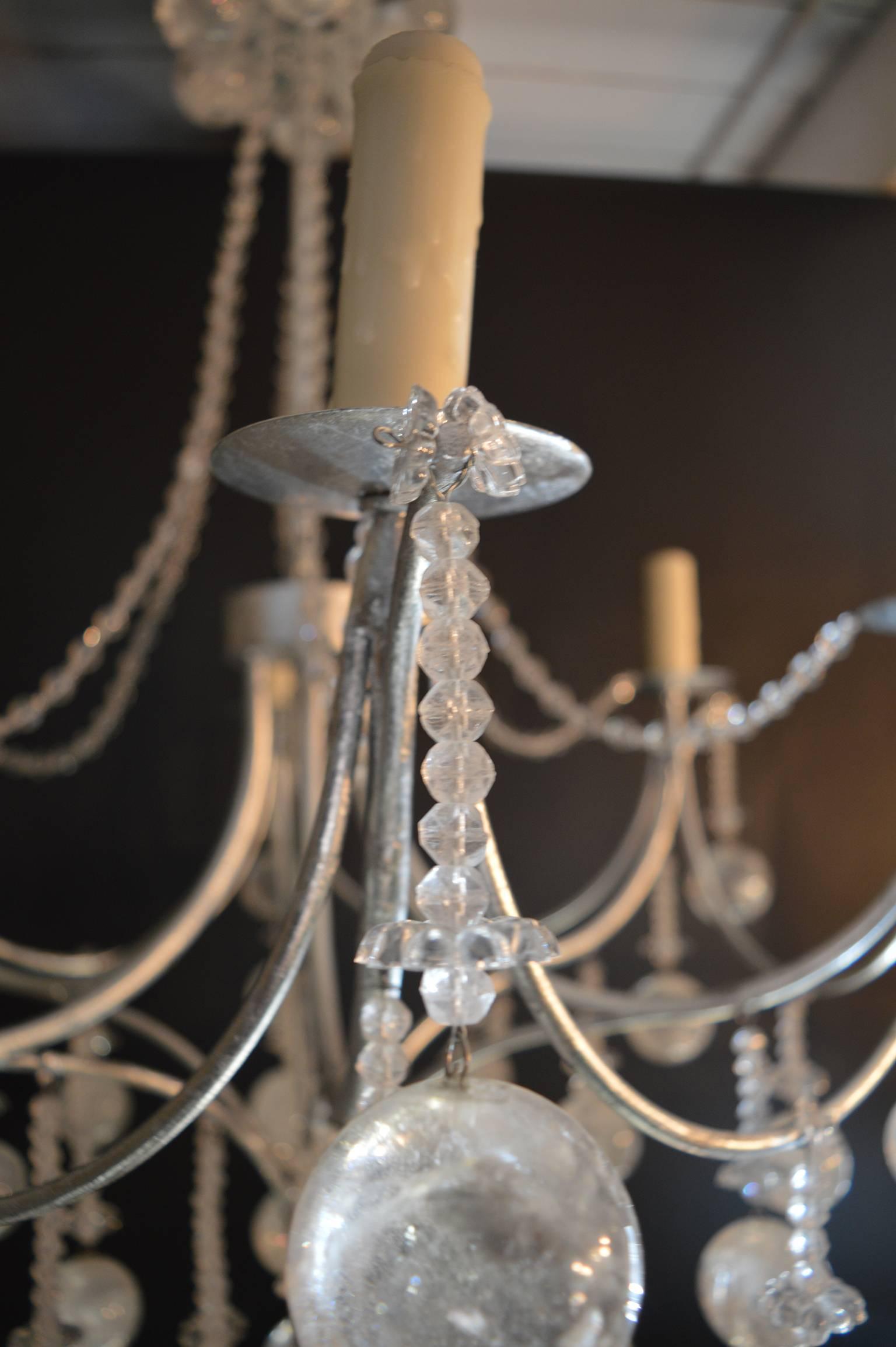 French Decorative Rock Crystal Chandelier