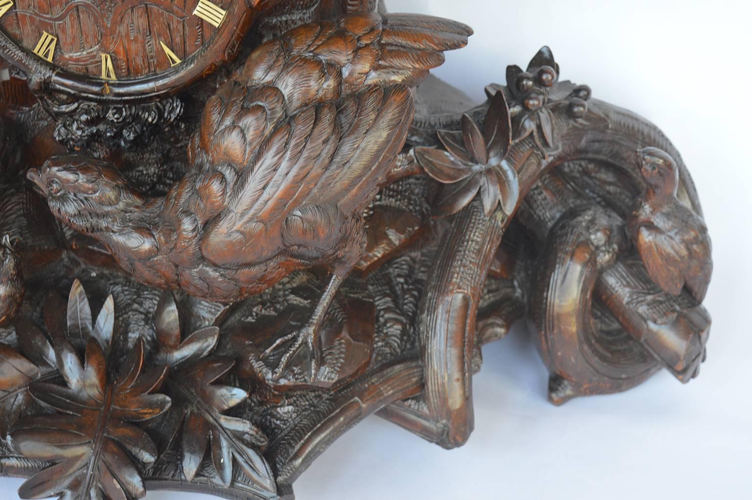Hand-Carved Wooden Clock In Excellent Condition For Sale In Los Angeles, CA