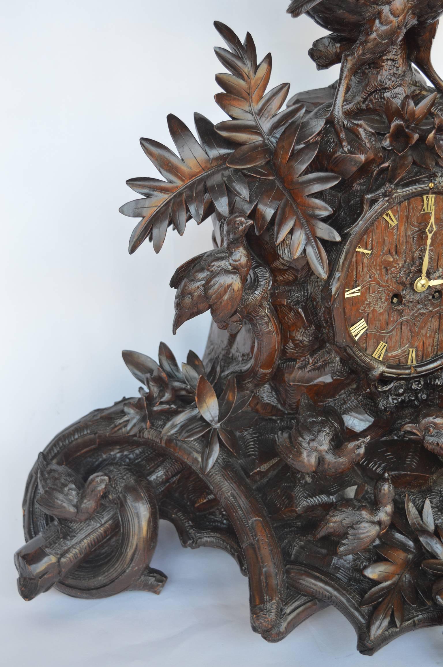 19th Century Hand-Carved Wooden Clock For Sale