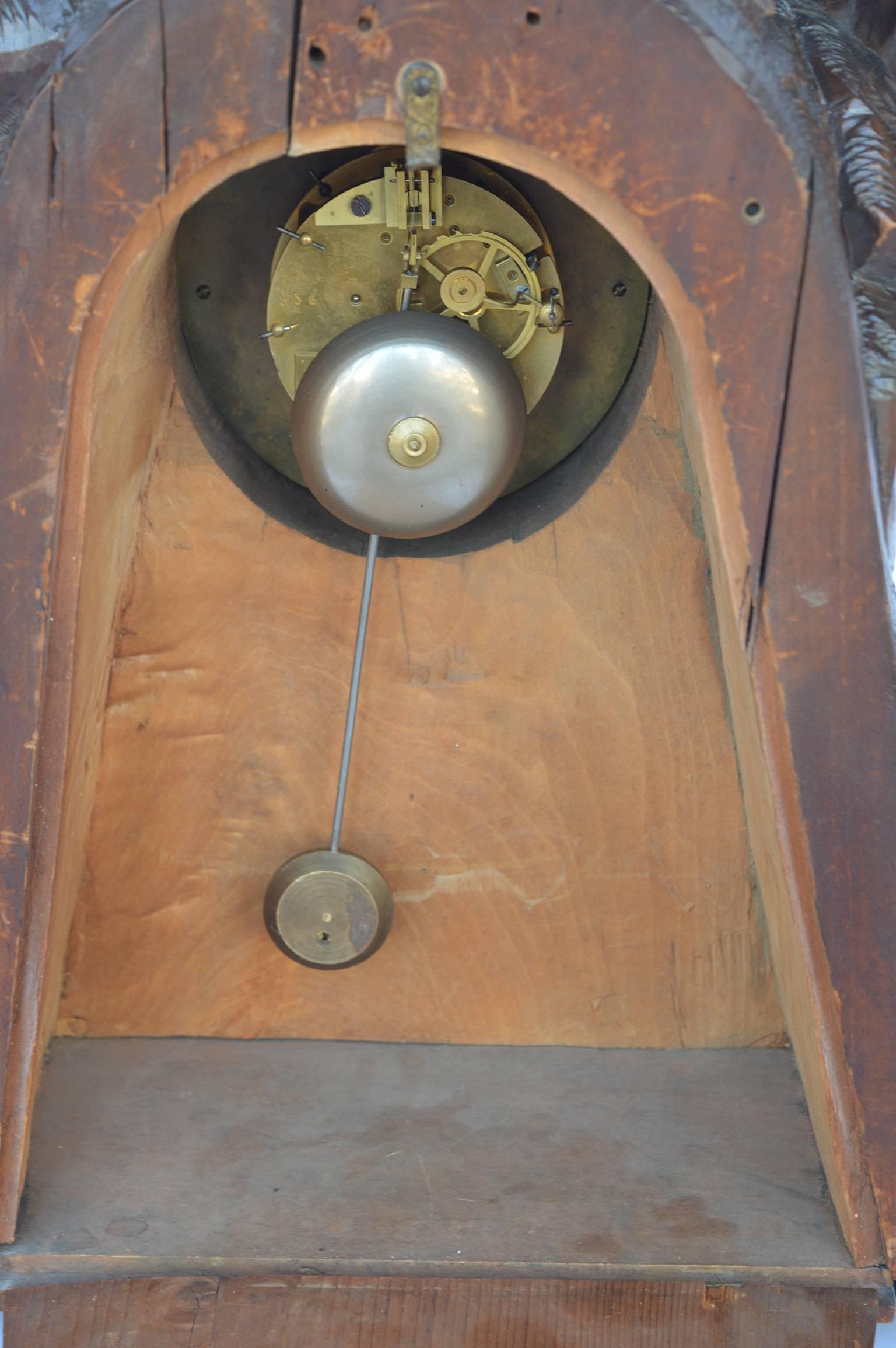 Hand-Carved Wooden Clock For Sale 3