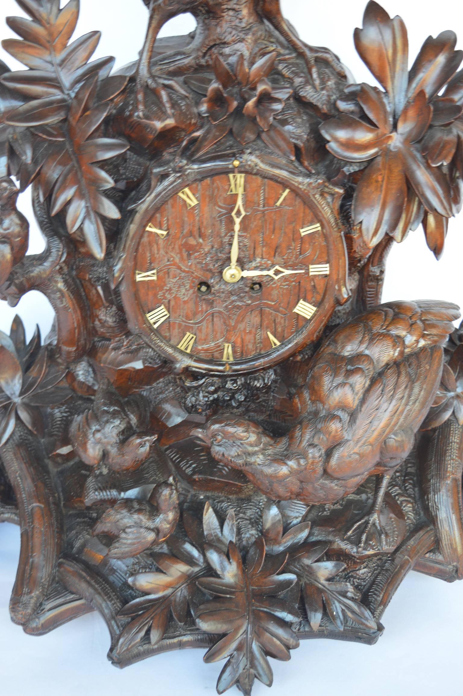 Hand-Carved Wooden Clock For Sale 1