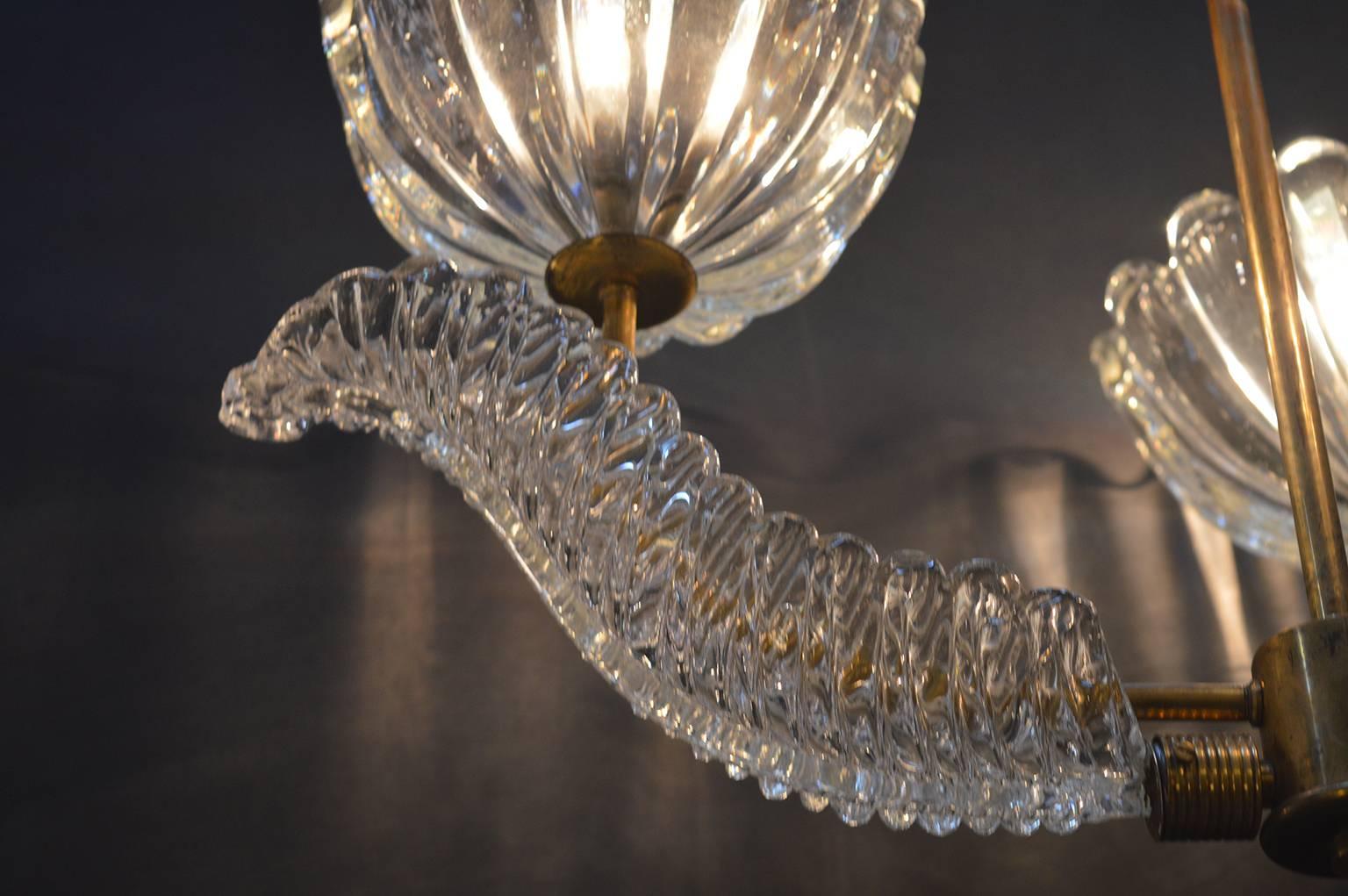 Barovier Glass Chandelier with Bells and Leaves In Excellent Condition In Los Angeles, CA