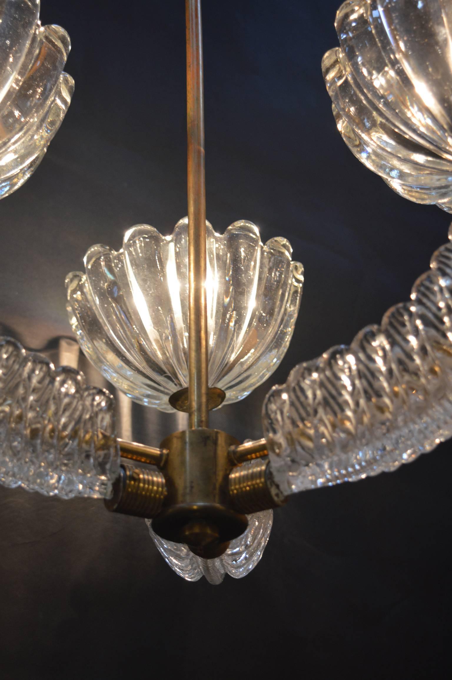 20th Century Barovier Glass Chandelier with Bells and Leaves