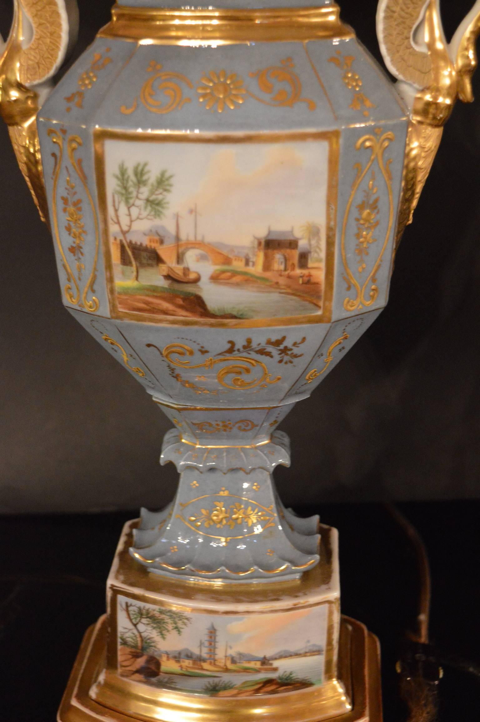 20th Century Pair of Italian Porcelain Lamps