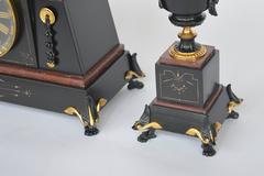 French Bronze and Marble Egyptian Inspired Clockset