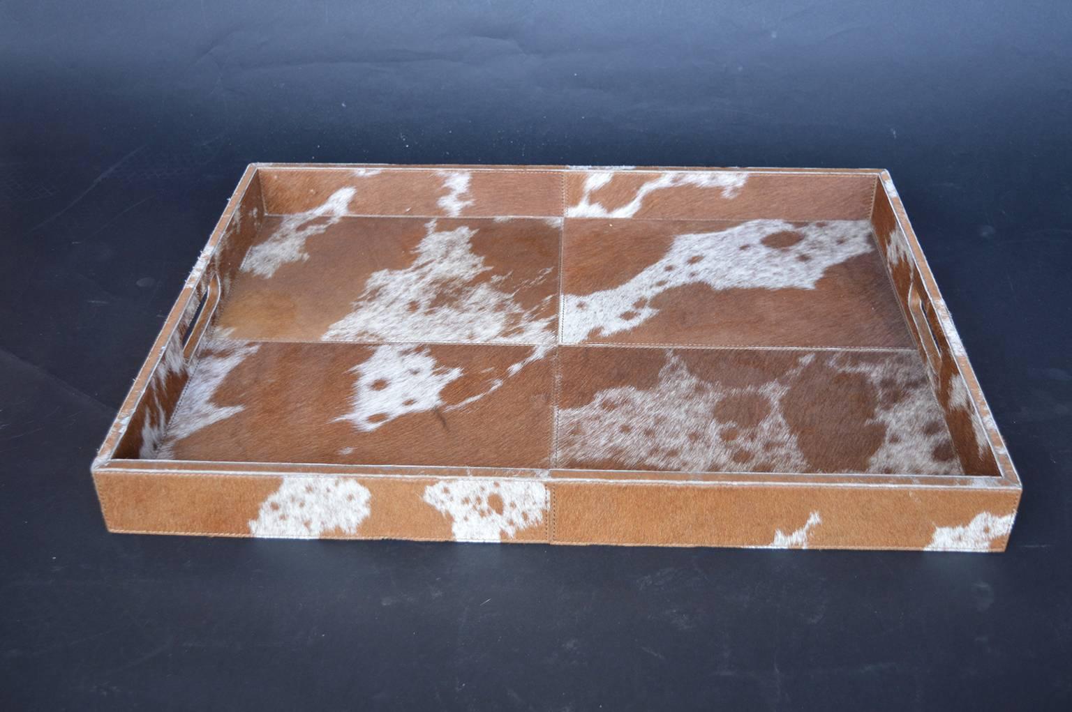 American Set of Two Cowhide Trays For Sale