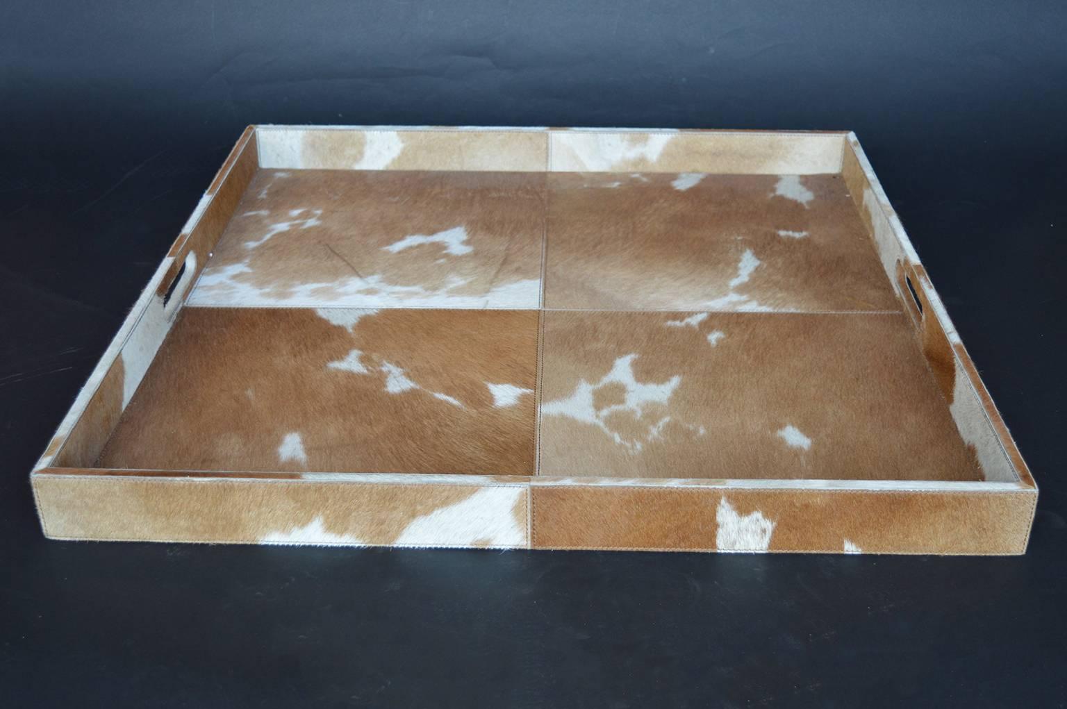 Set of Two Cowhide Trays In Excellent Condition For Sale In Los Angeles, CA