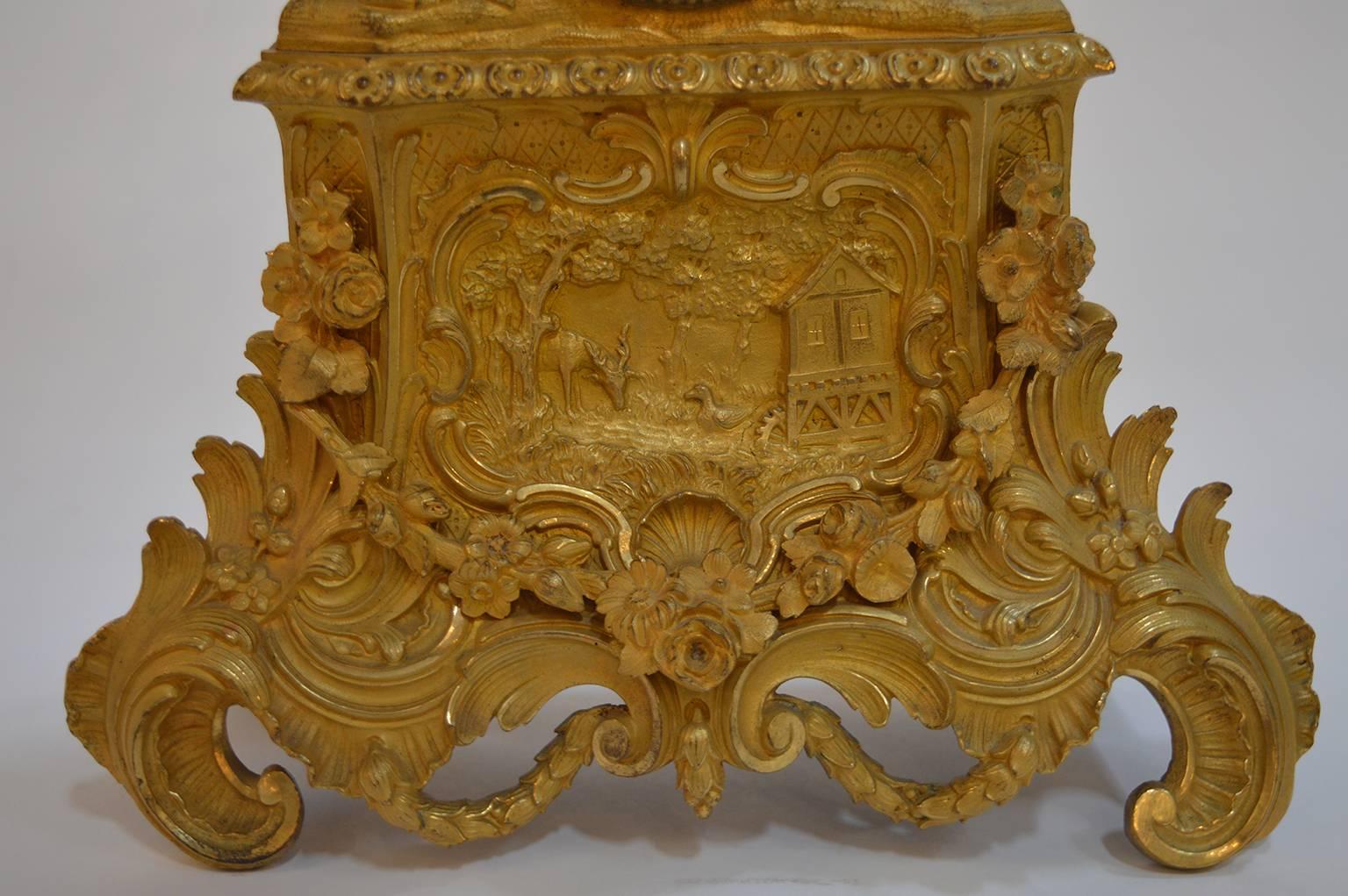 19th Century French Gilt Bronze Clock For Sale 3