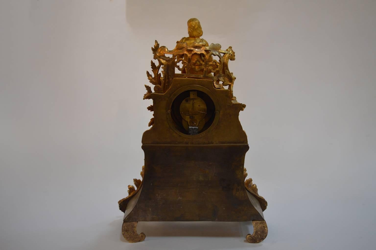 19th Century French Gilt Bronze Clock For Sale 4