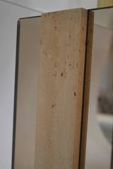 Single Square Copper Mirror and Travertine Lamp
