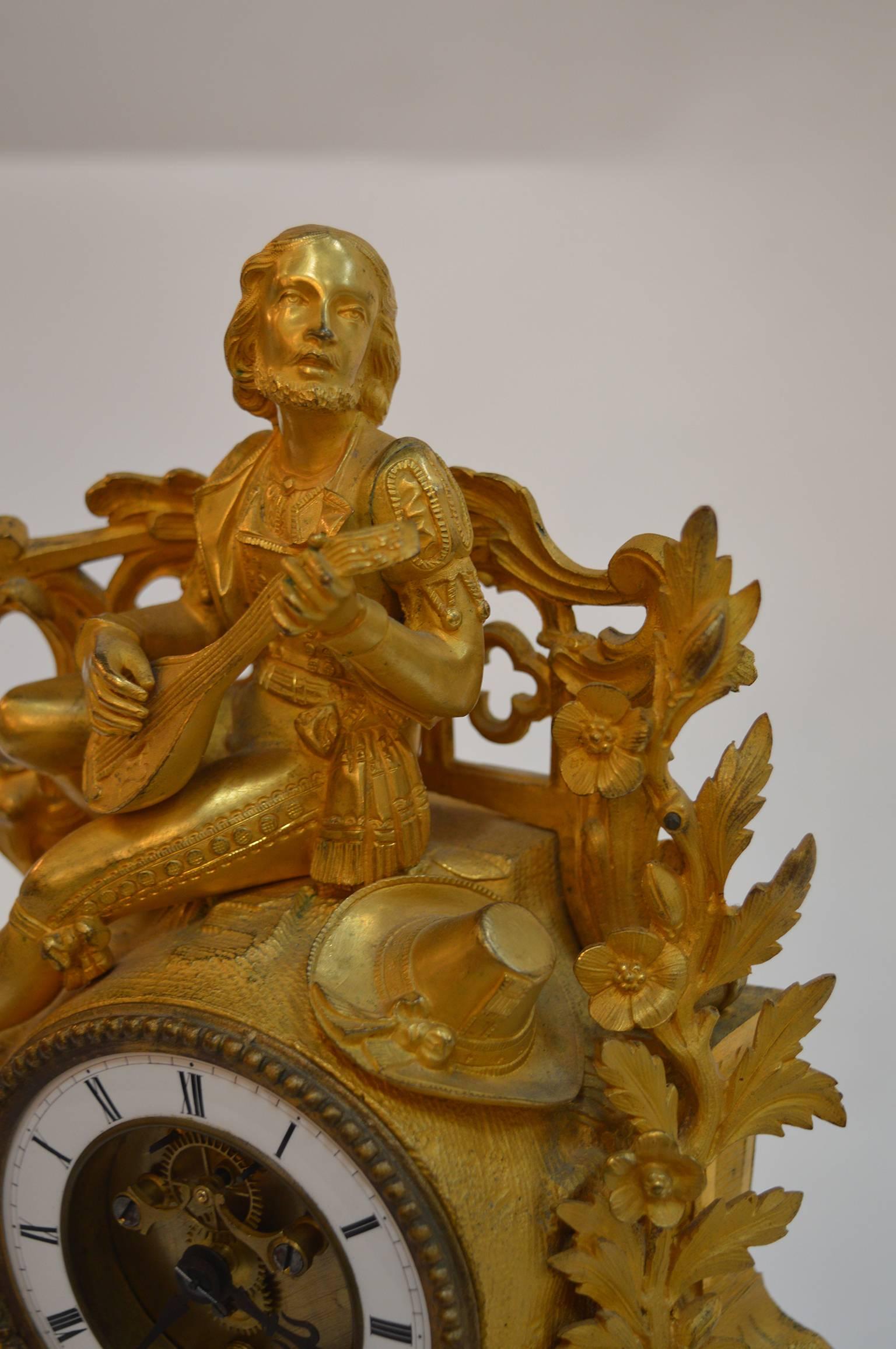 19th Century French Gilt Bronze Clock In Excellent Condition For Sale In Los Angeles, CA