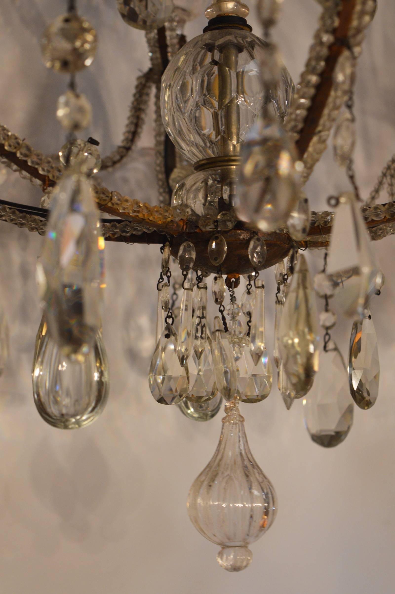 Italian Crystal and Iron Chandelier 2