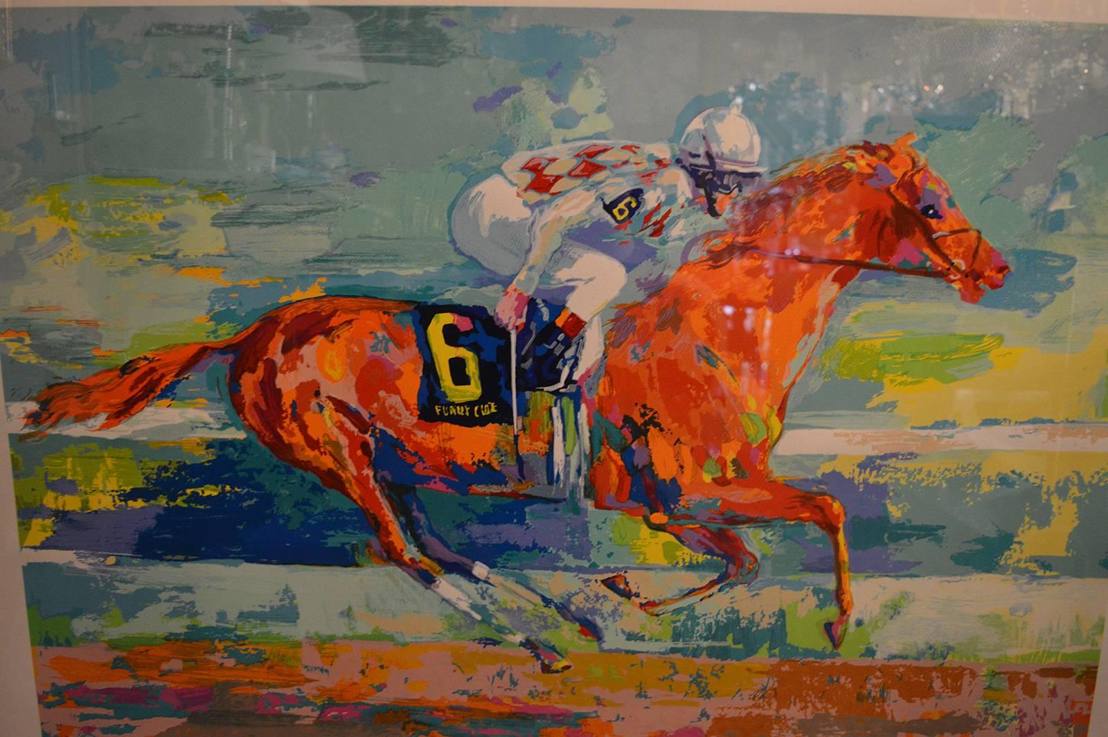 Leroy Neiman race horse. Hand signed serigraph. Signature in pencil and numbered.