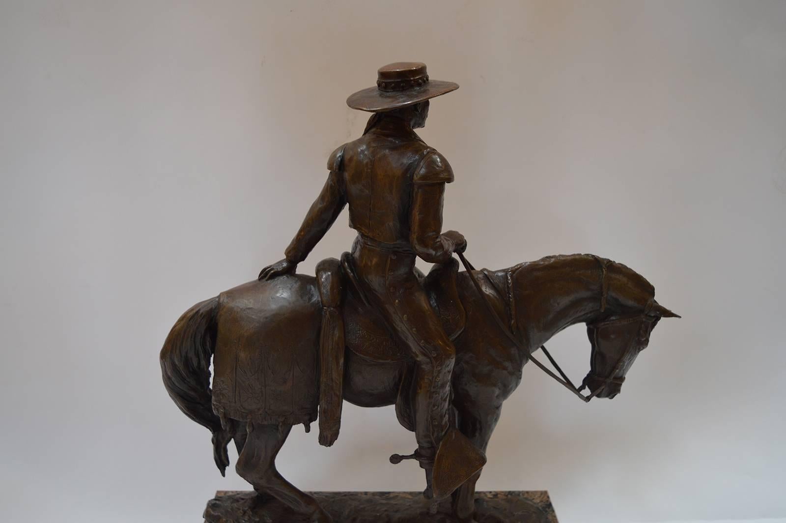 Patinated Equestrian Bronze Sculpture 1