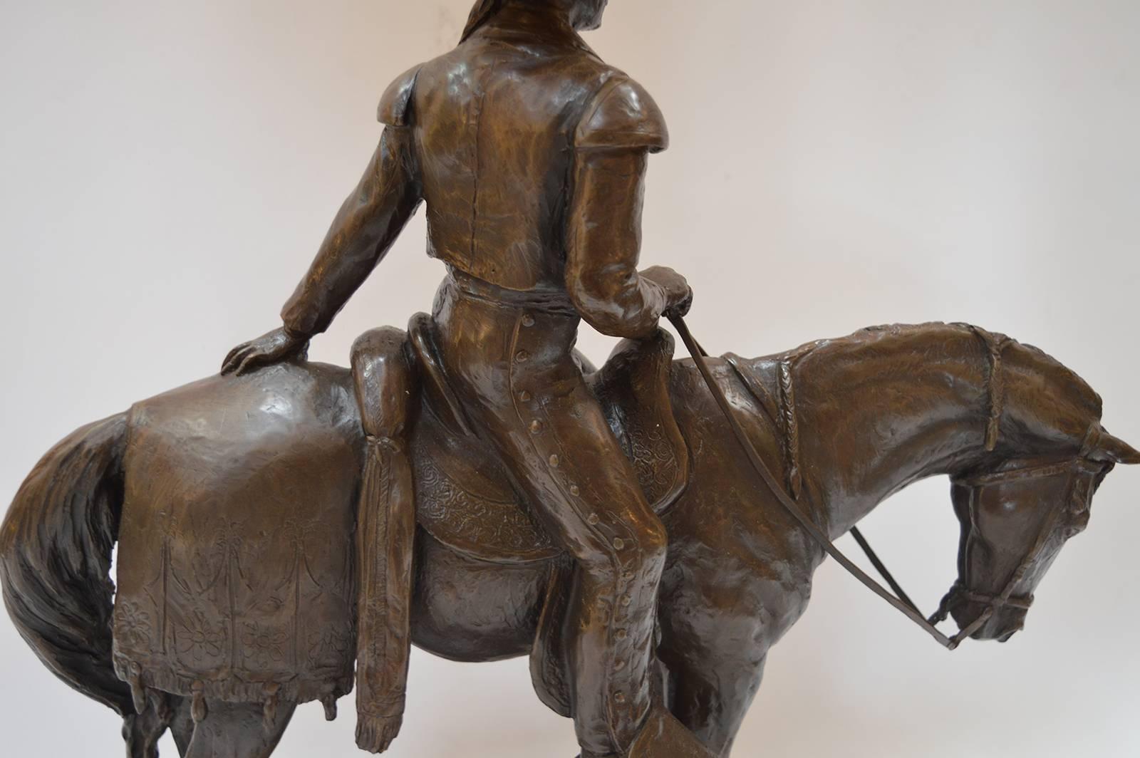 Patinated Equestrian Bronze Sculpture 2