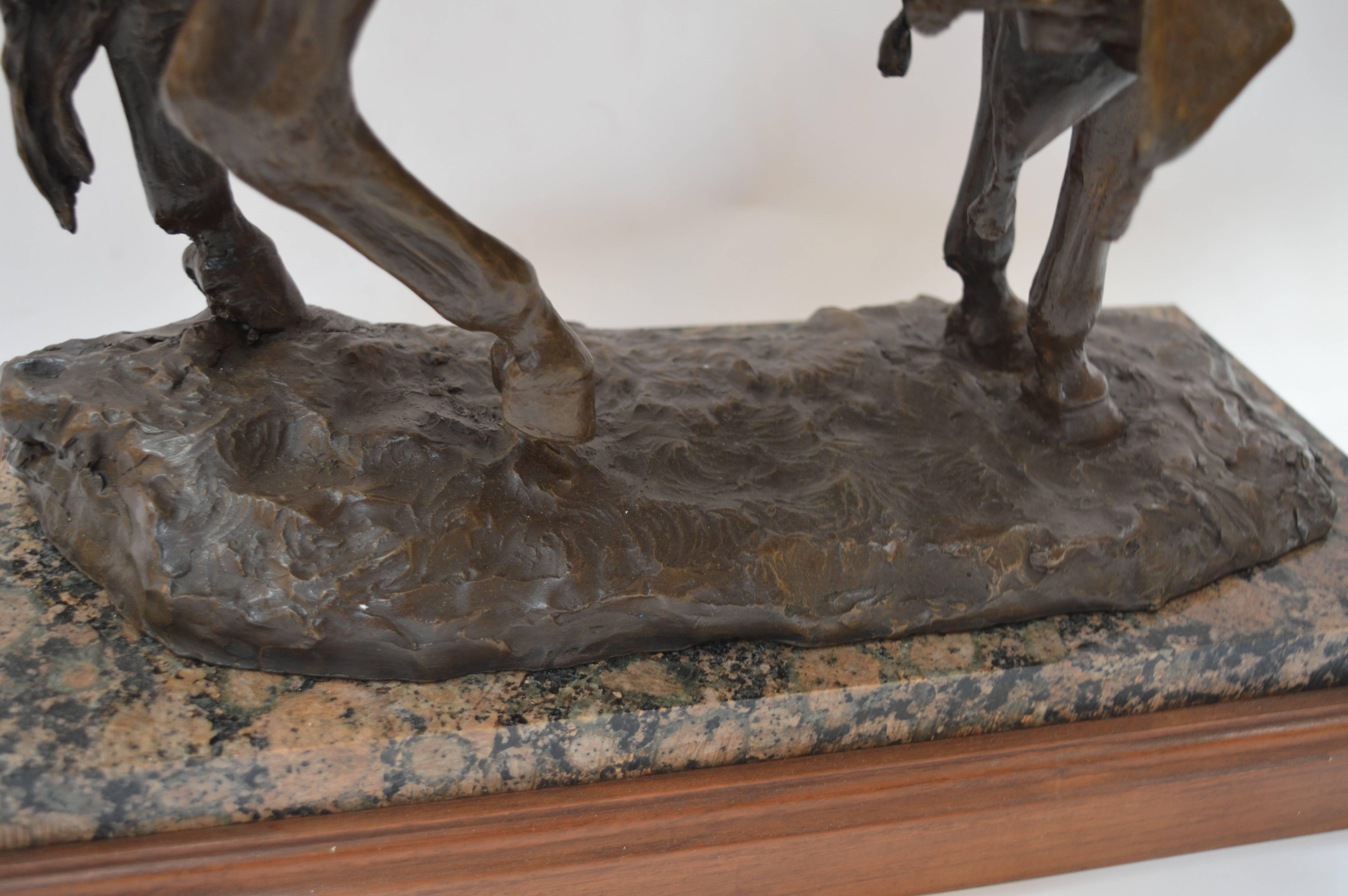 Patinated Equestrian Bronze Sculpture 3