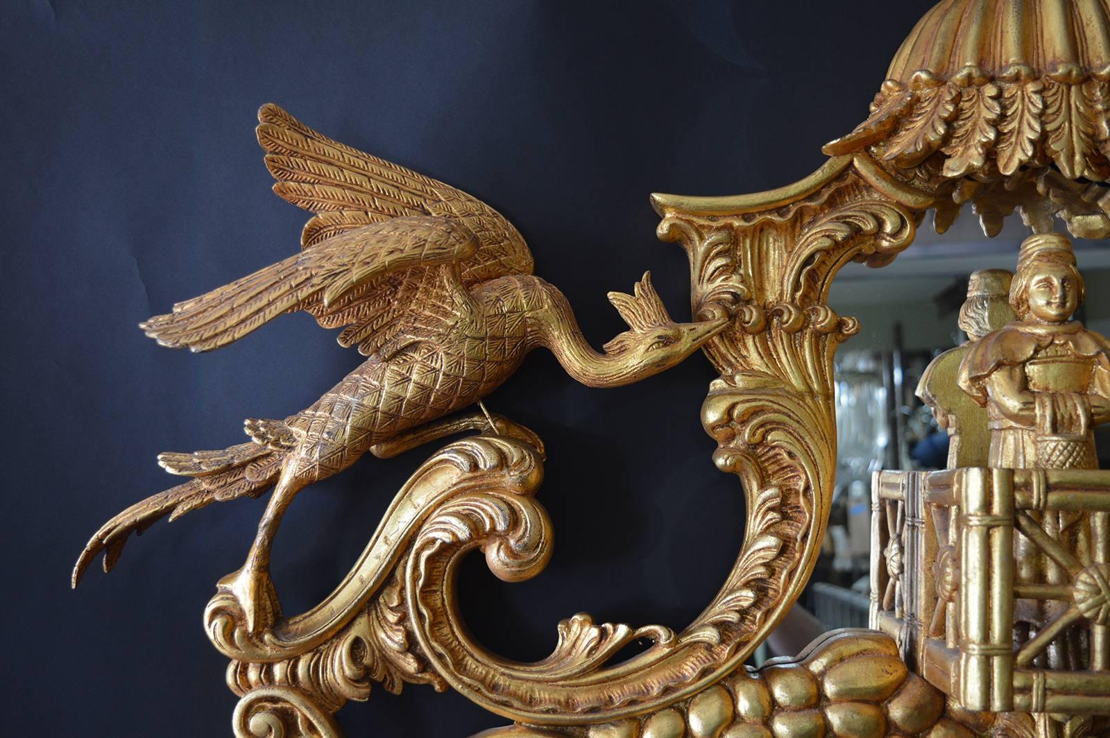 Chinese Chippendale Style Gilt Mirror In Excellent Condition In Los Angeles, CA