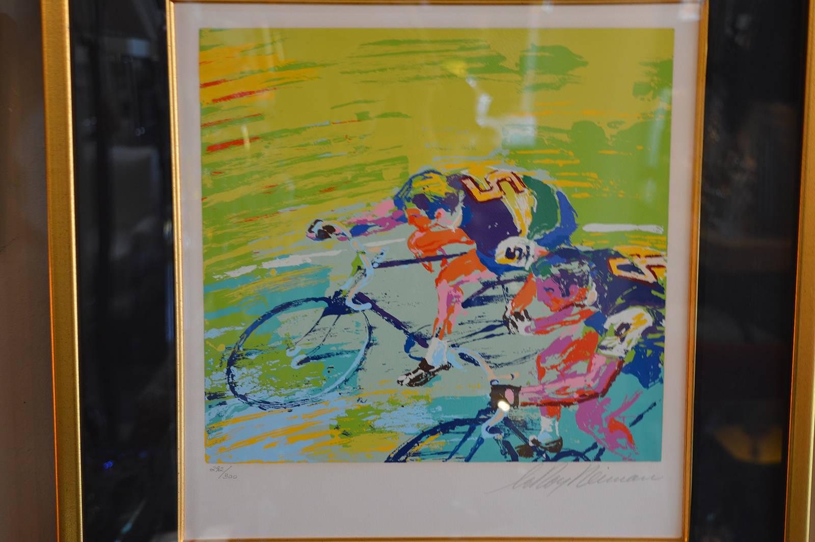 Leroy Neiman Bicyclists. Signed in pencil and numbered 292/300.