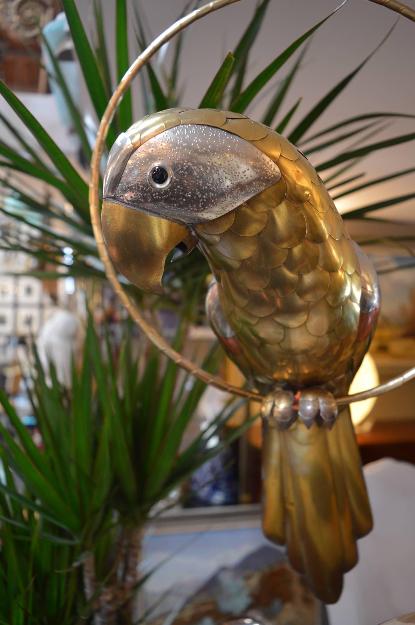 Brass Set of Three Sergio Bustamante Parrot Sculptures