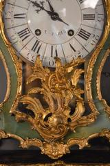 19th Century Green Tortoise Shell Gilt Clock with Paired Base