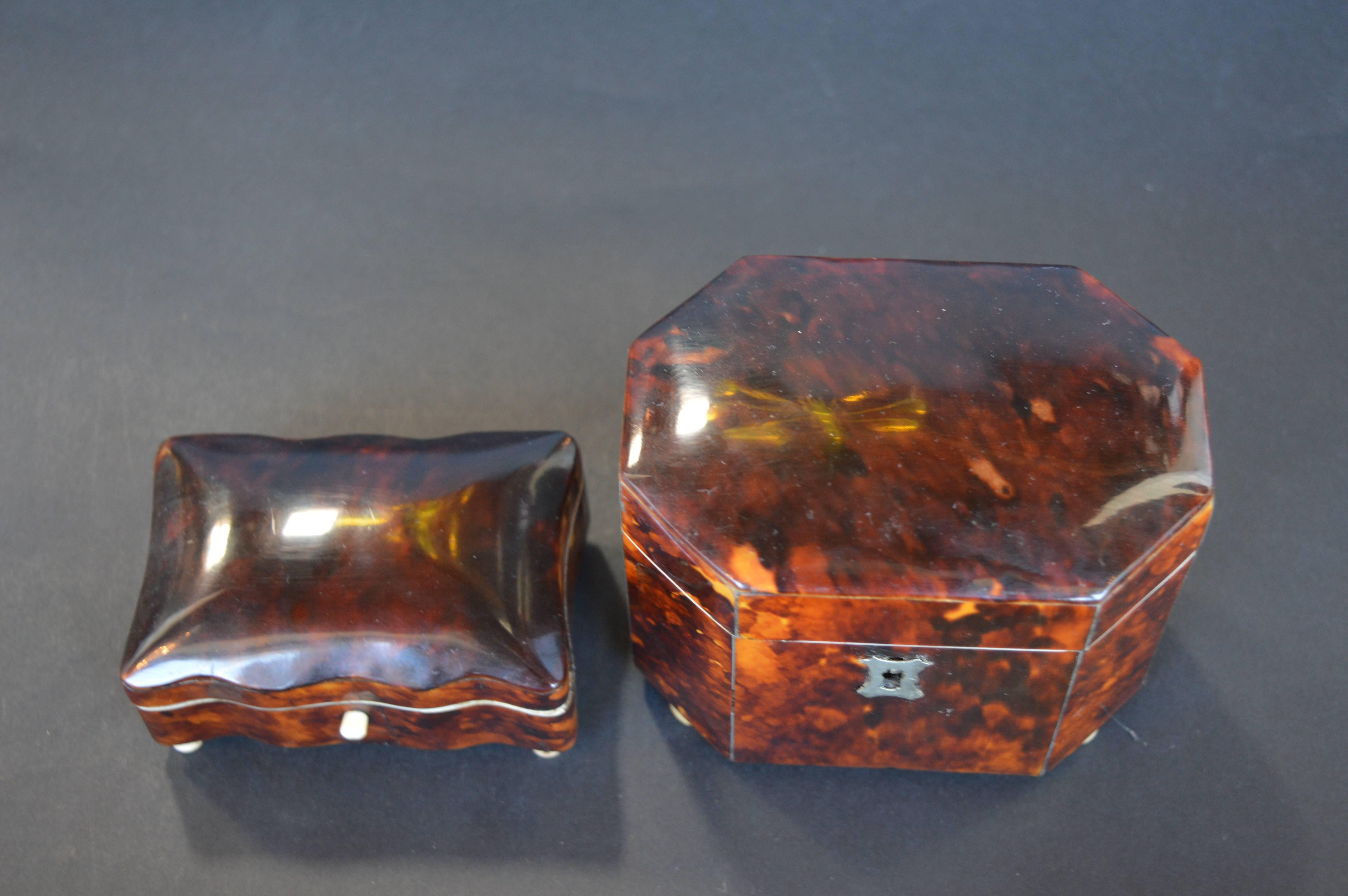 Collection of Six 19th Century Tortoise Shell Boxes 3