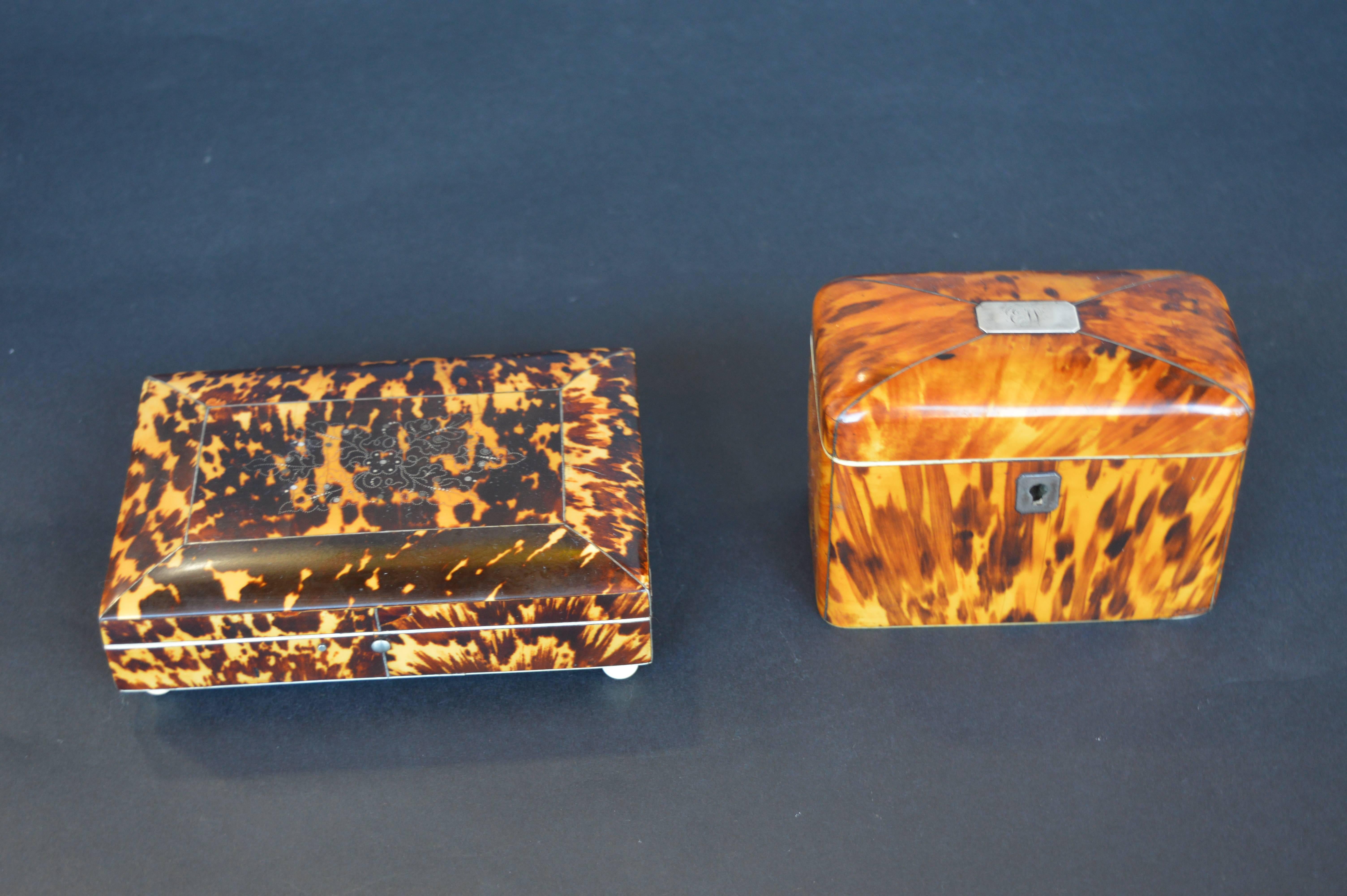 Collection of Six 19th Century Tortoise Shell Boxes 4