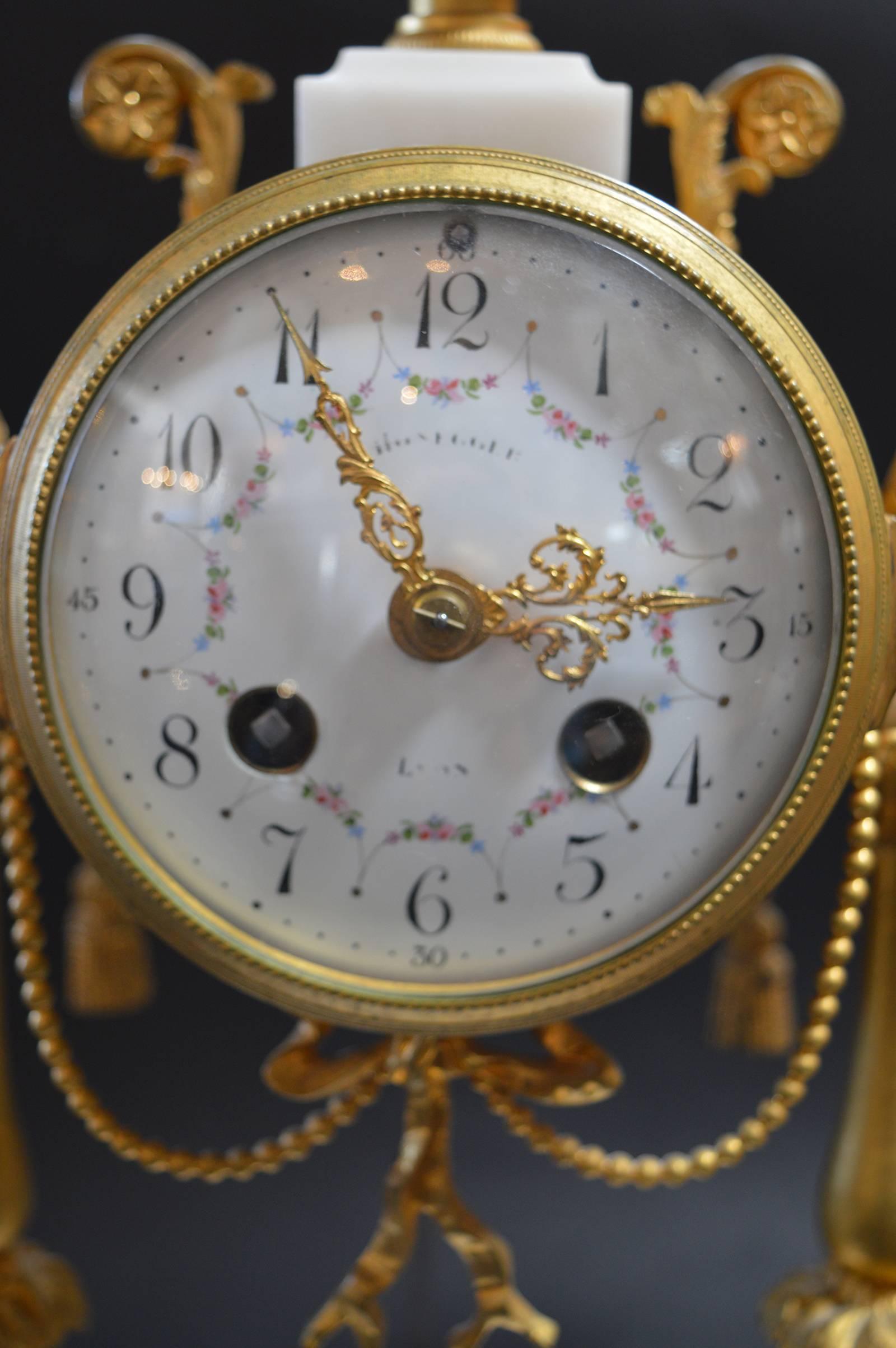 19th Century French Clockset In Excellent Condition For Sale In Los Angeles, CA