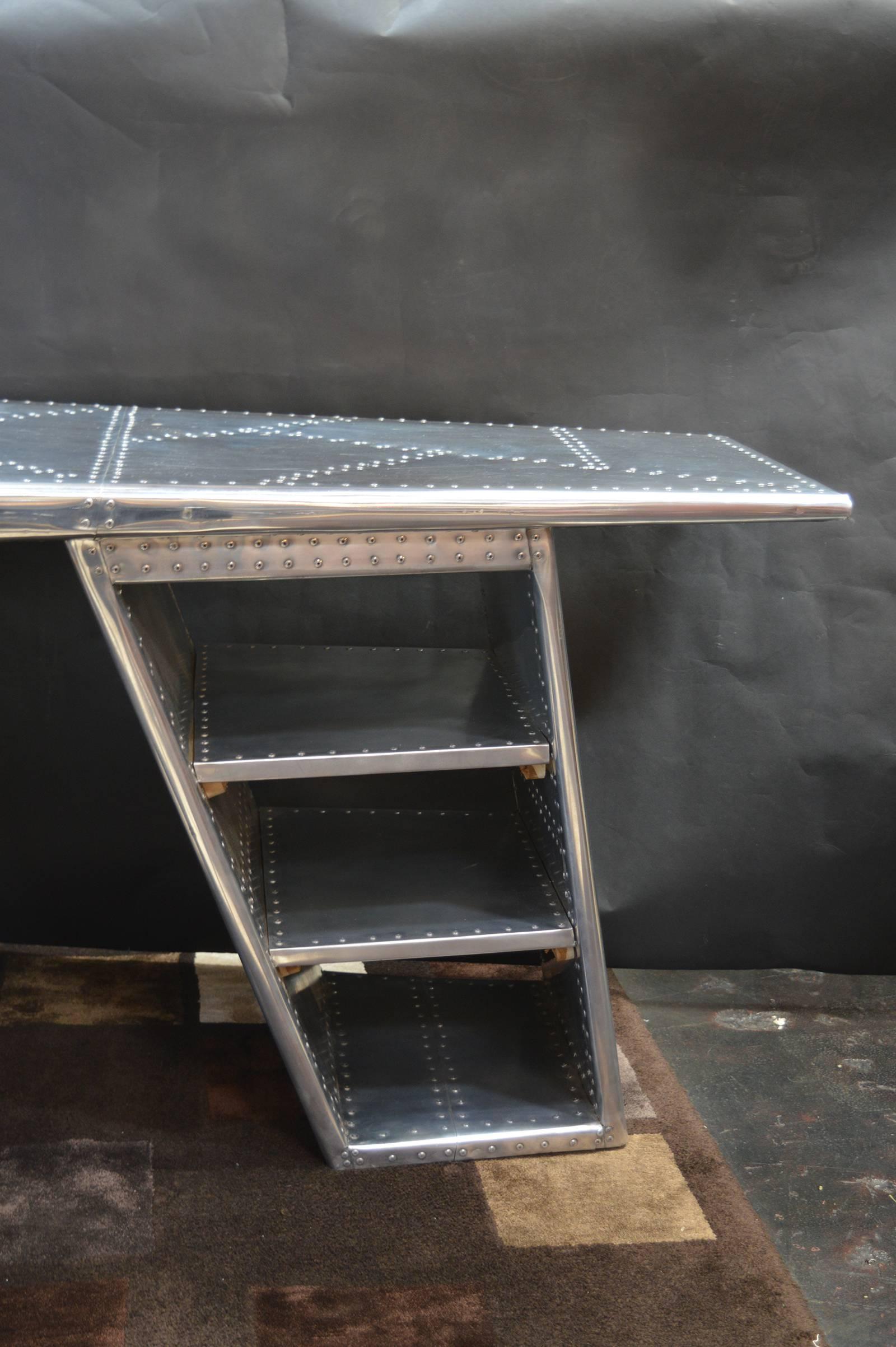Riveted Aviator Desk In Excellent Condition In Los Angeles, CA