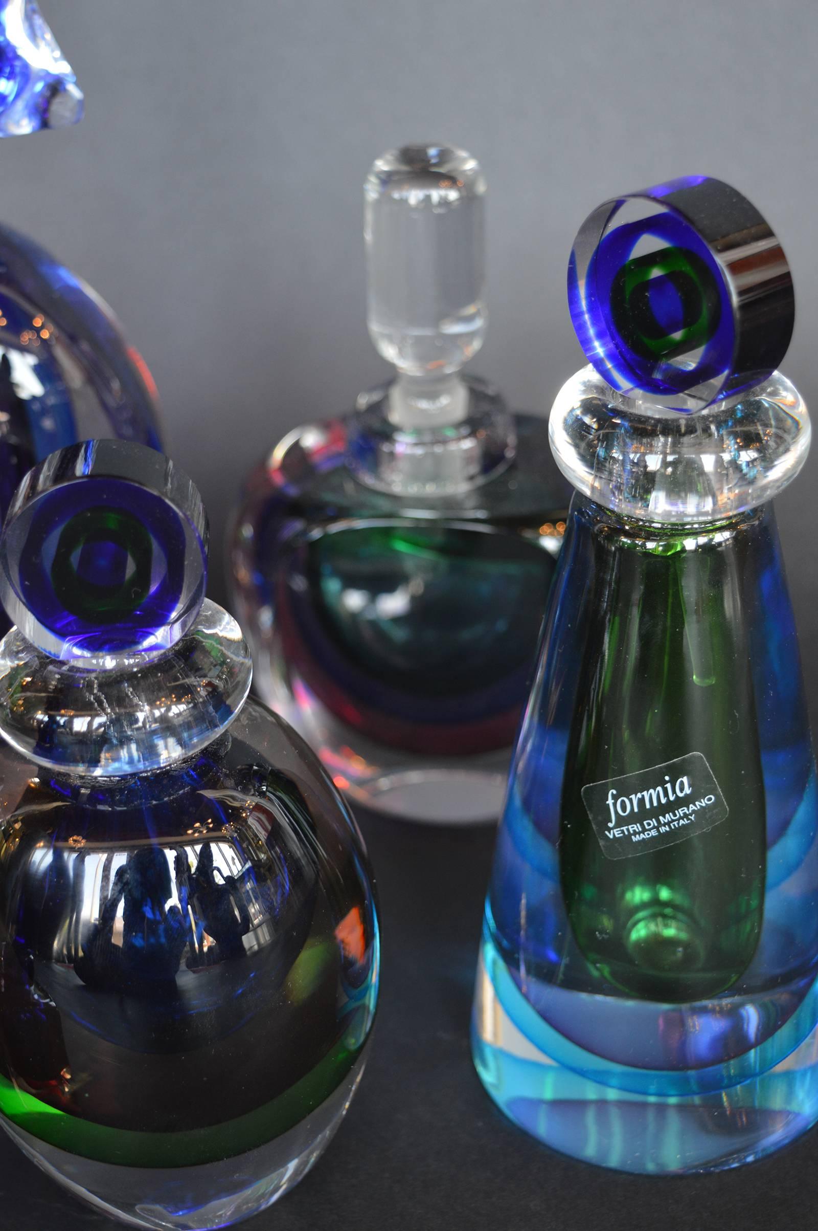 Italian Collection of Seven Murano Glass Perfume Bottles